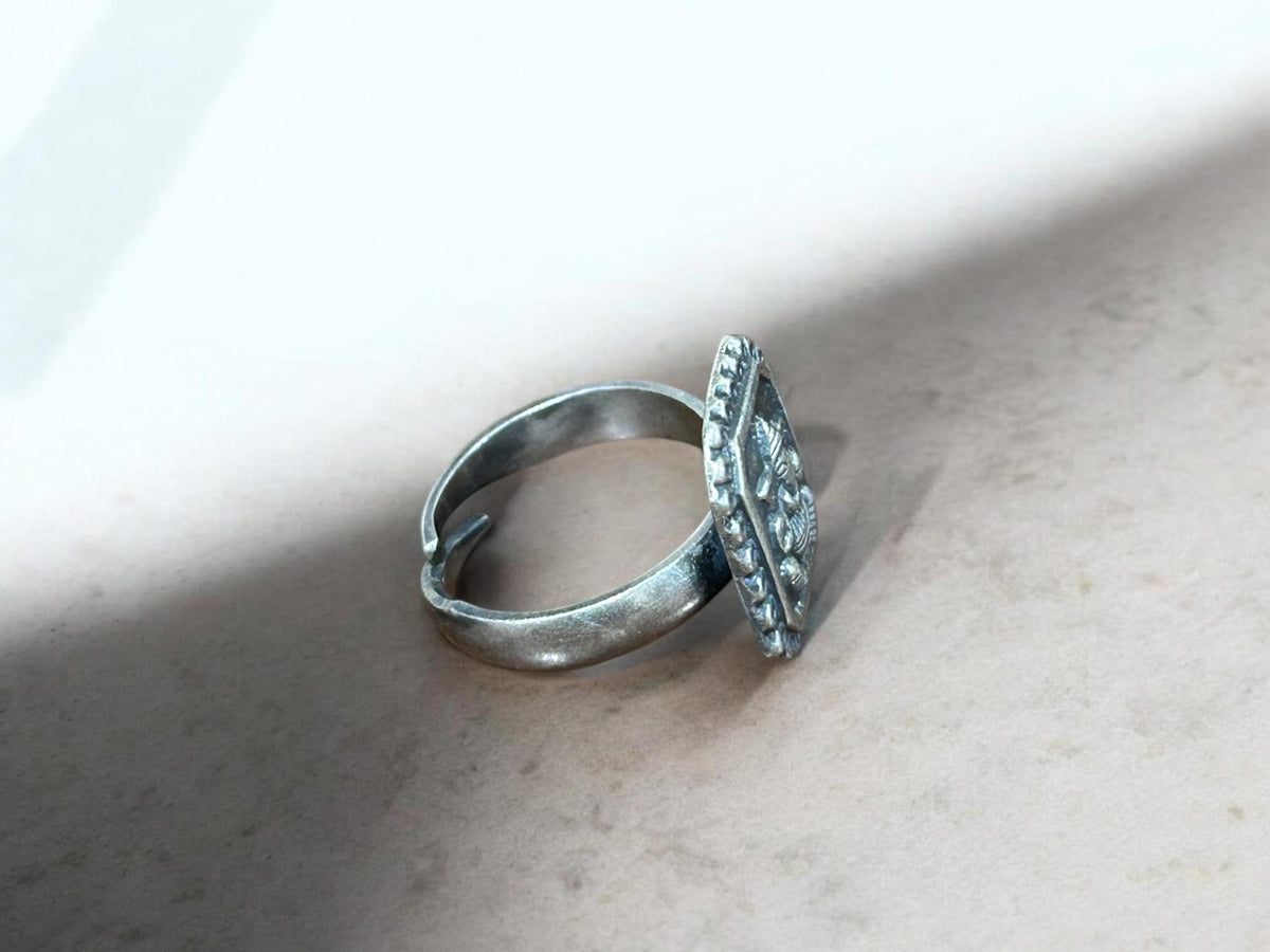 Handmade 925 Sterling Silver Adjustable Ganesha Ring, Vintage Look Tribal Statement Jewelry, SR 167