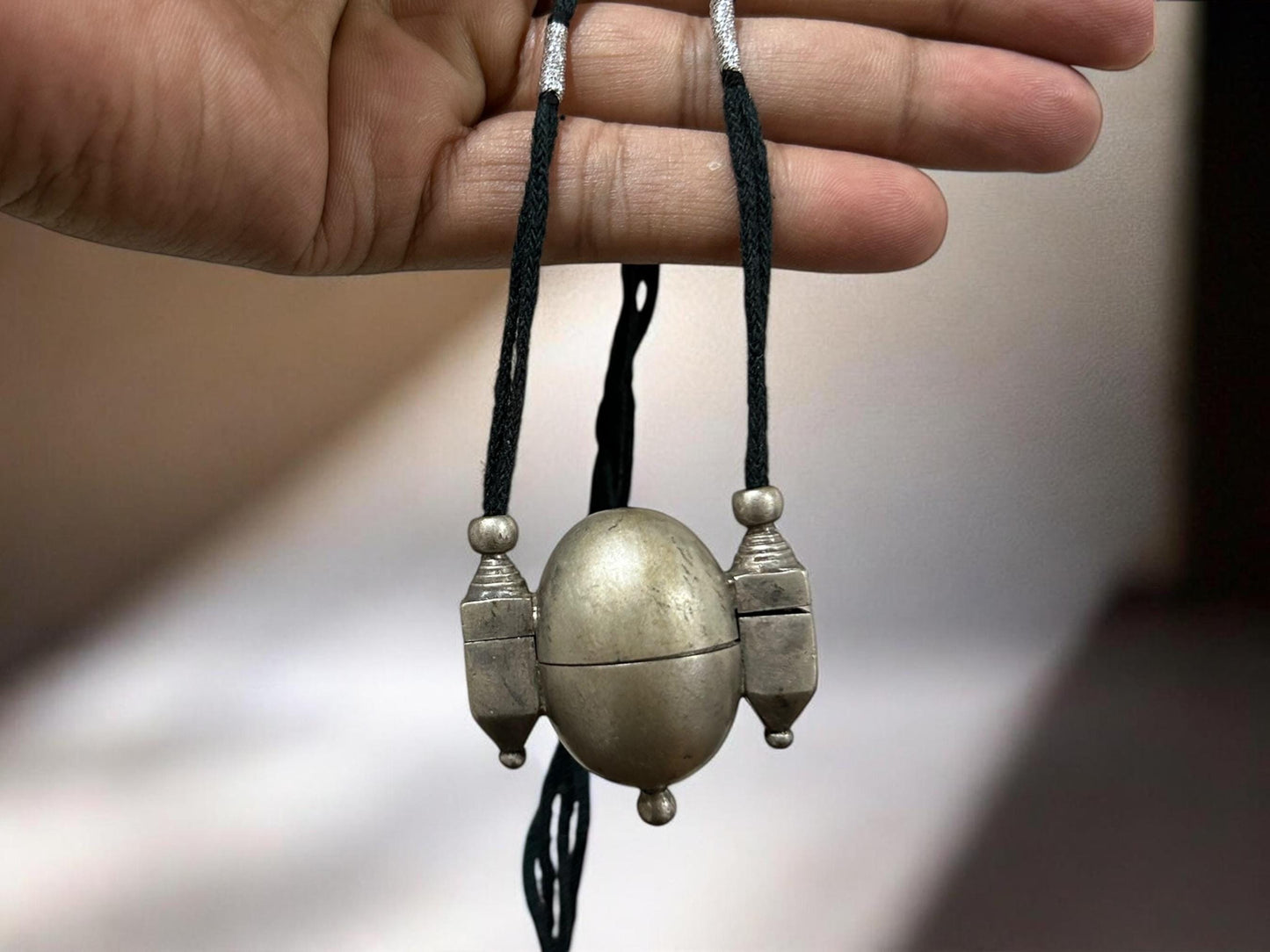 Shiva Lingam Box Necklace Vintage Tribal Silver Antique Pendant South Indian Ethnic Jewelry, SR191