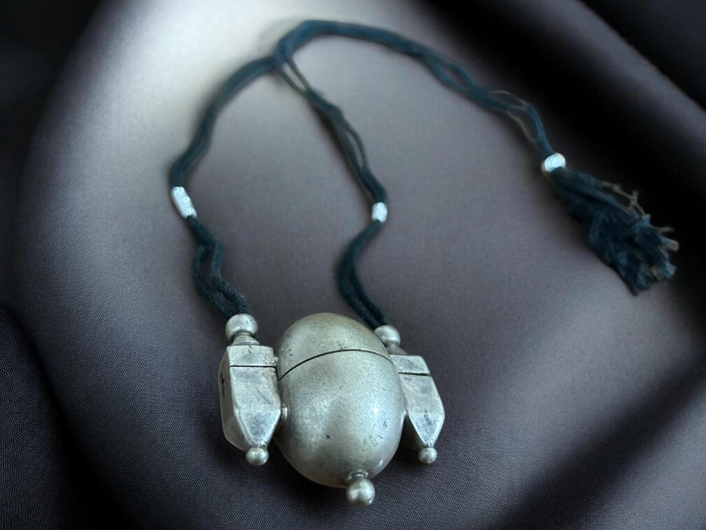 Shiva Lingam Box Necklace Vintage Tribal Silver Antique Pendant South Indian Ethnic Jewelry, SR191