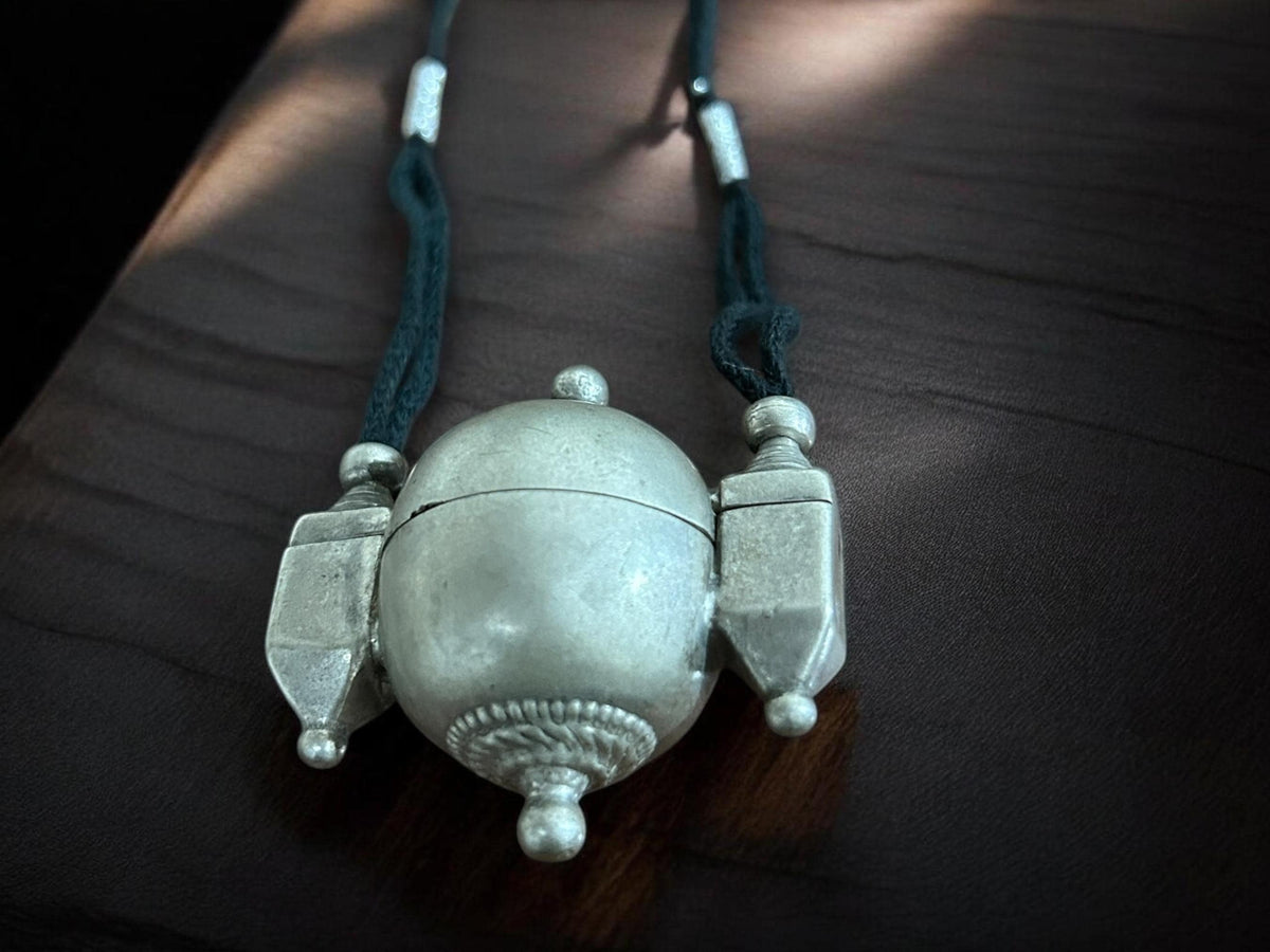 Shiva Lingam Box Necklace Vintage Tribal Silver Antique Pendant South Indian Ethnic Jewelry, SR218