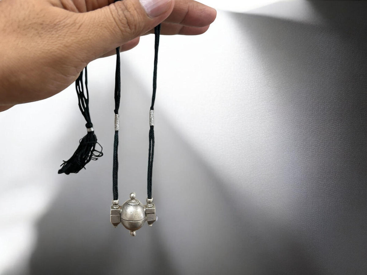 Shiva Lingam Box Necklace Vintage Tribal Silver Antique Pendant South Indian Ethnic Jewelry, SR170