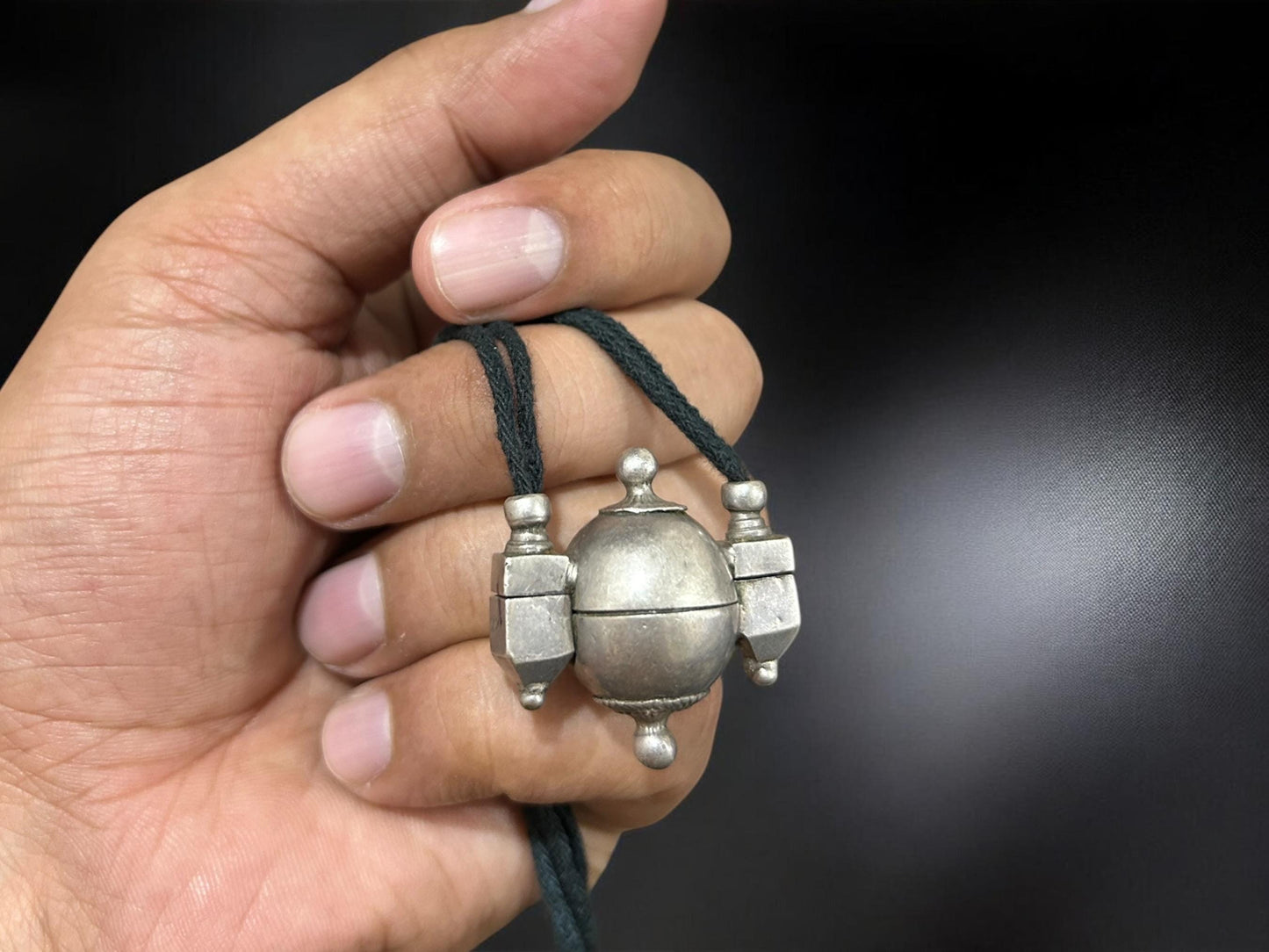 Shiva Lingam Box Necklace Vintage Tribal Silver Antique Pendant South Indian Ethnic Jewelry, SR170