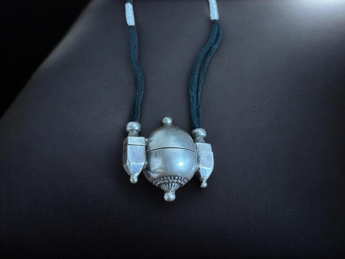 Shiva Lingam Box Necklace Vintage Tribal Silver Antique Pendant South Indian Ethnic Jewelry, SR146