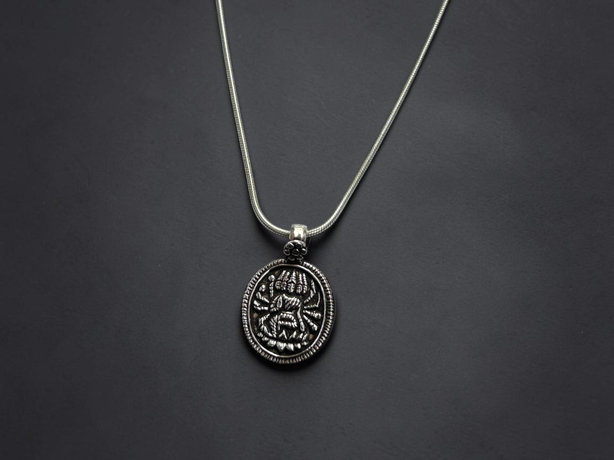 Gayatri Mata Pendant Necklace  925 Sterling Silver Hindu Goddess Pendant  Handmade Spiritual Jewelry  Divine Protection Charm