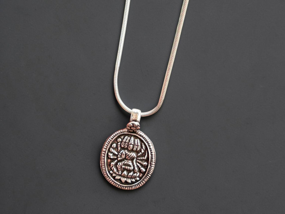 Gayatri Mata Pendant Necklace  925 Sterling Silver Hindu Goddess Pendant  Handmade Spiritual Jewelry  Divine Protection Charm