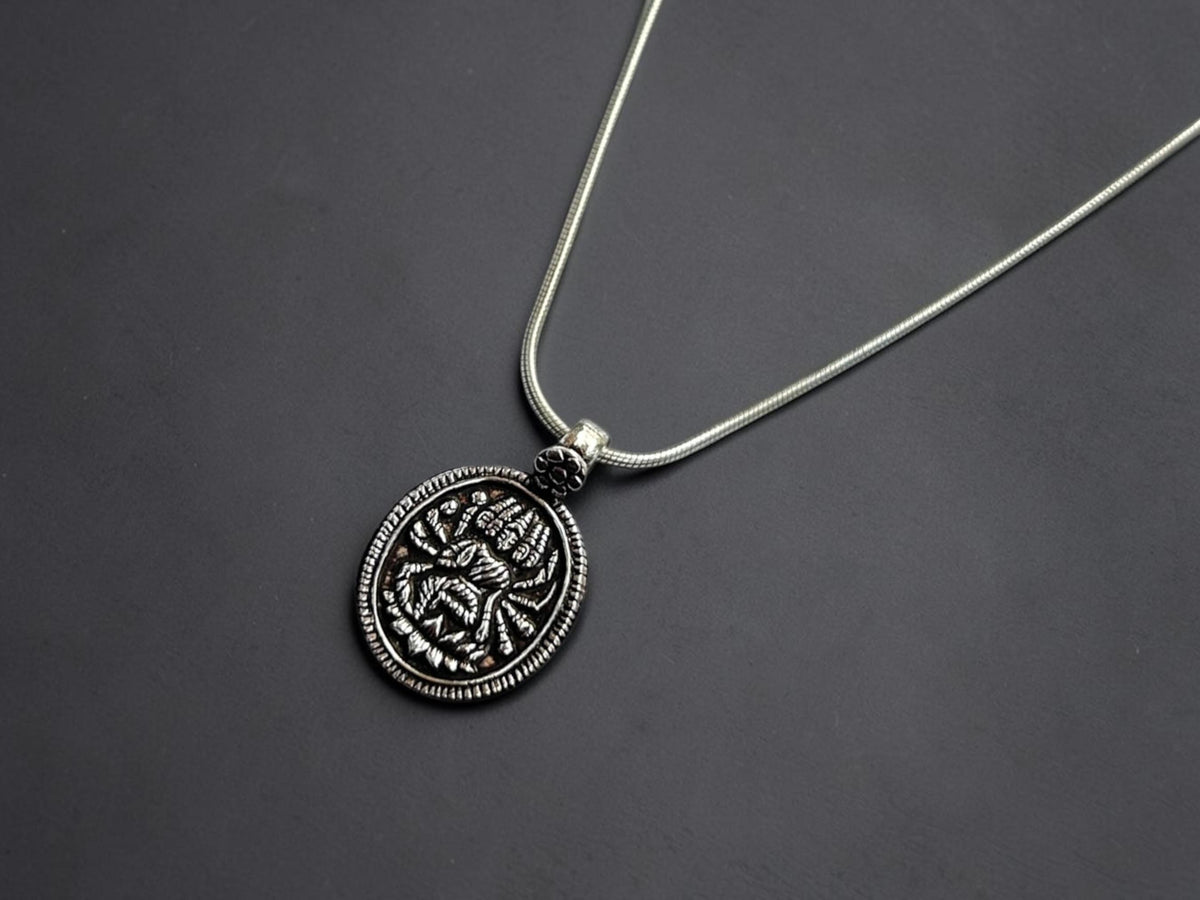 Gayatri Mata Pendant Necklace  925 Sterling Silver Hindu Goddess Pendant  Handmade Spiritual Jewelry  Divine Protection Charm