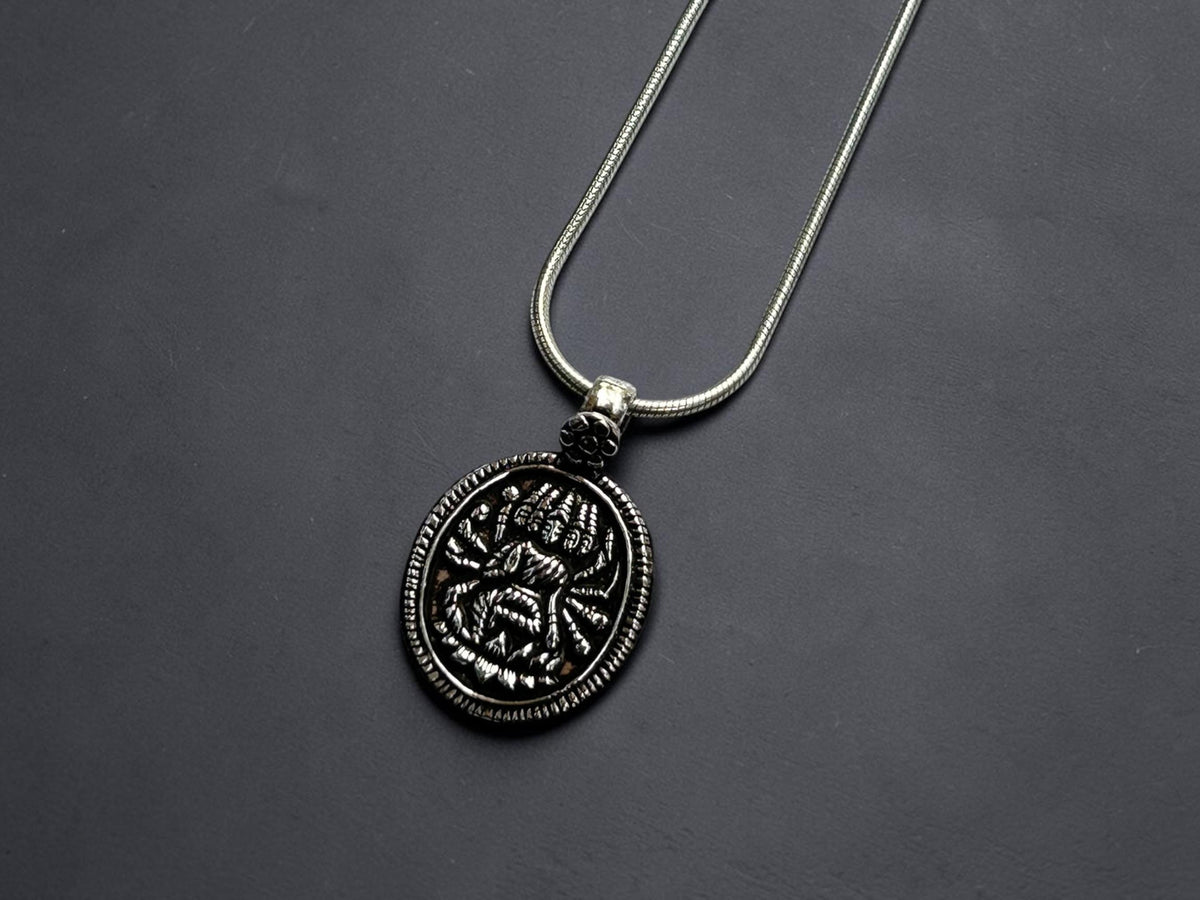 Gayatri Mata Pendant Necklace  925 Sterling Silver Hindu Goddess Pendant  Handmade Spiritual Jewelry  Divine Protection Charm