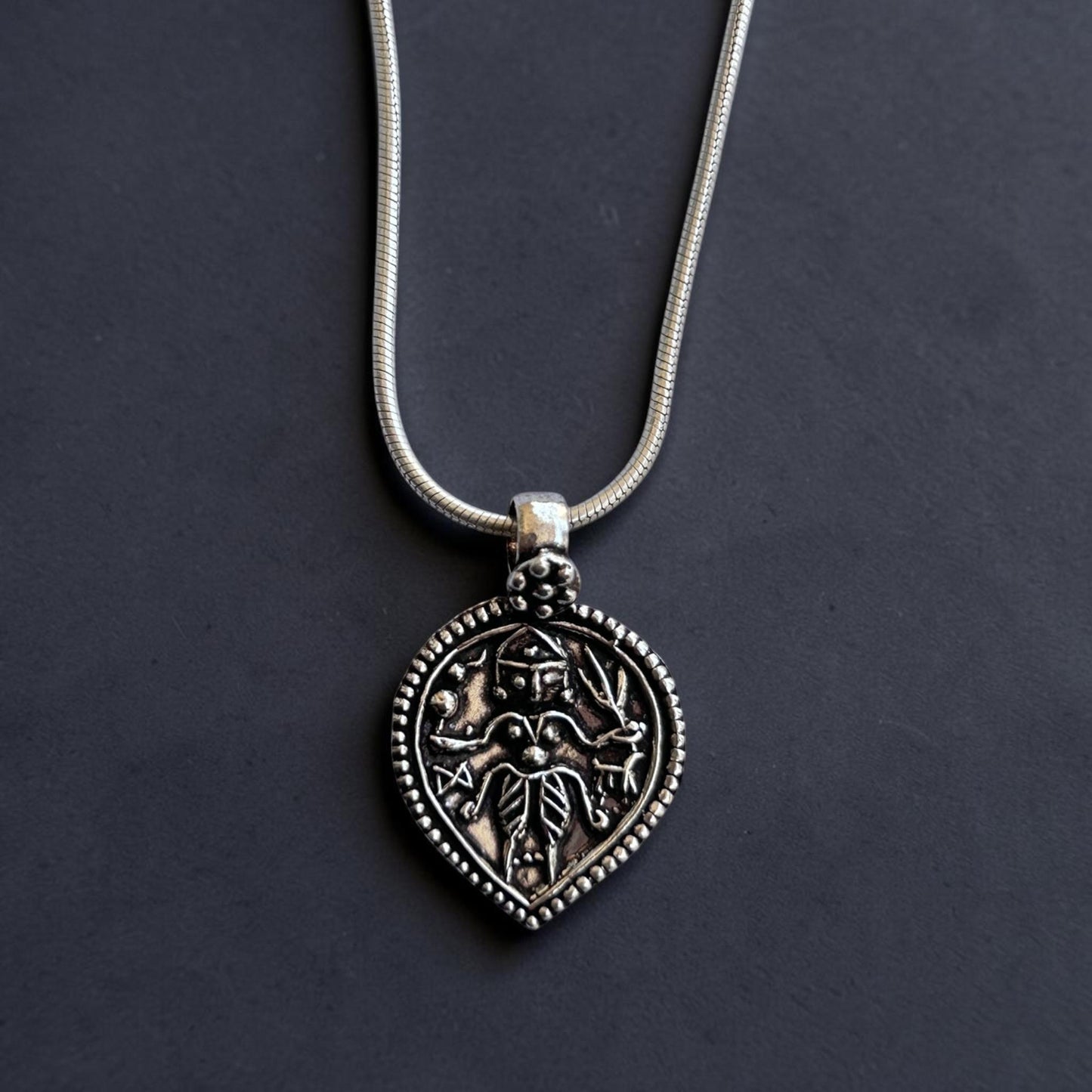 Kali Maa Pendant Necklace  925 Sterling Silver Hindu Goddess Locket  Antique Finish Shakti Jewelry  Protection Gift  Chamunda Mahakali