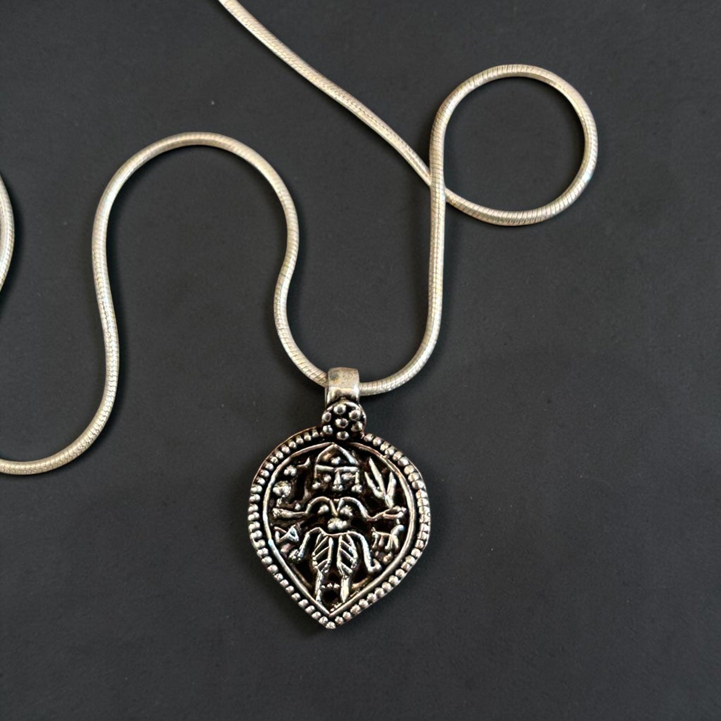Kali Maa Pendant Necklace  925 Sterling Silver Hindu Goddess Locket  Antique Finish Shakti Jewelry  Protection Gift  Chamunda Mahakali