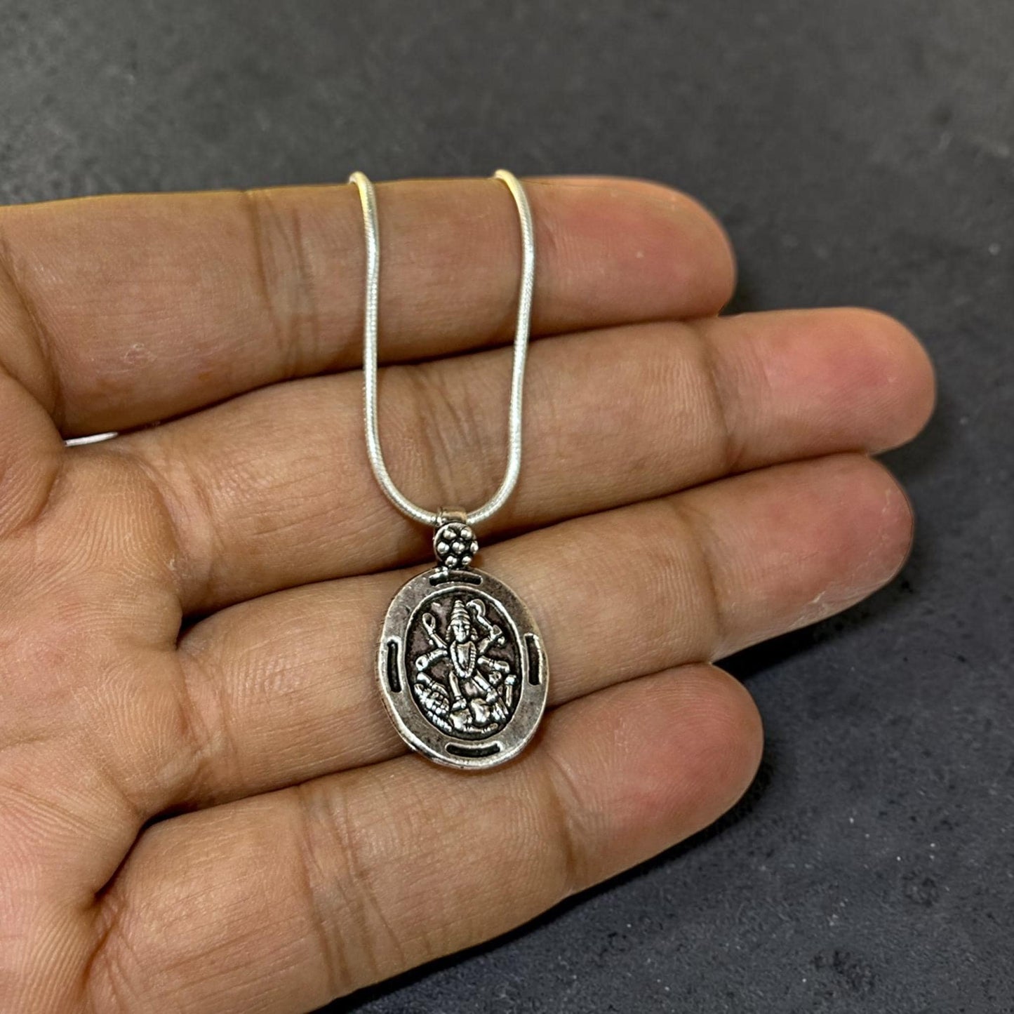 Sterling Silver Hindu Goddess Kali Maa Pendant Necklace, Yoga Meditation Jewelry, Sacred Shakti Talisman, Tiny Silver Charm