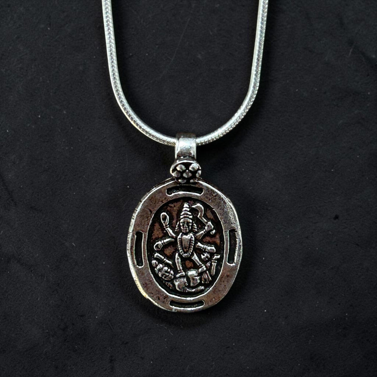 Sterling Silver Hindu Goddess Kali Maa Pendant Necklace, Yoga Meditation Jewelry, Sacred Shakti Talisman, Tiny Silver Charm