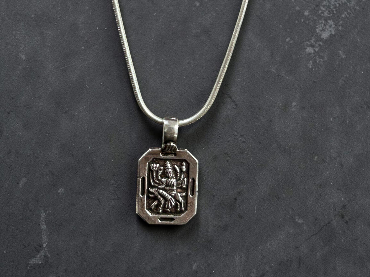 Maa Durga Pendant Necklace  925 Sterling Silver Durga Mata Jewelry  Hindu Goddess Pendant  Spiritual Gift for Men Women  Maa Bhawani