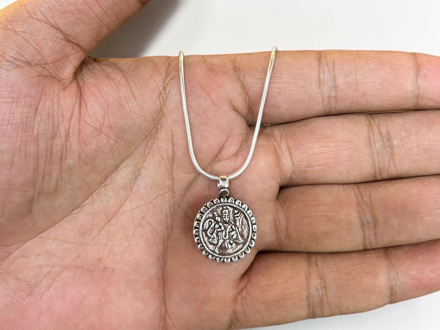 Lord Hanuman Pendant Necklace  925 Sterling Silver Bajrang Bali Pendant  Hindu Spiritual Jewelry  Gift for Men Women  Protection Pendant