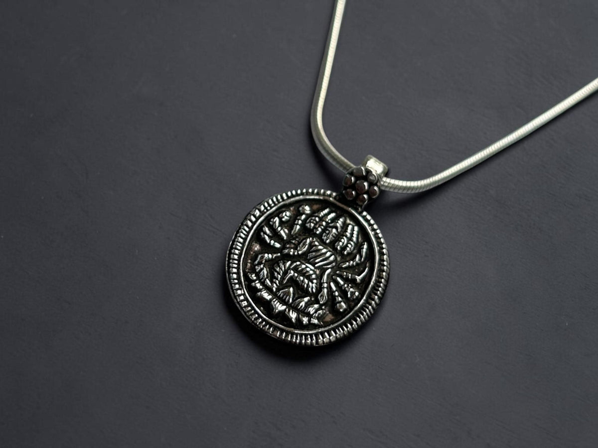 Gayatri Mata Pendant Necklace  925 Sterling Silver Hindu Goddess Pendant  Handmade Spiritual Jewelry  Divine Protection Charm
