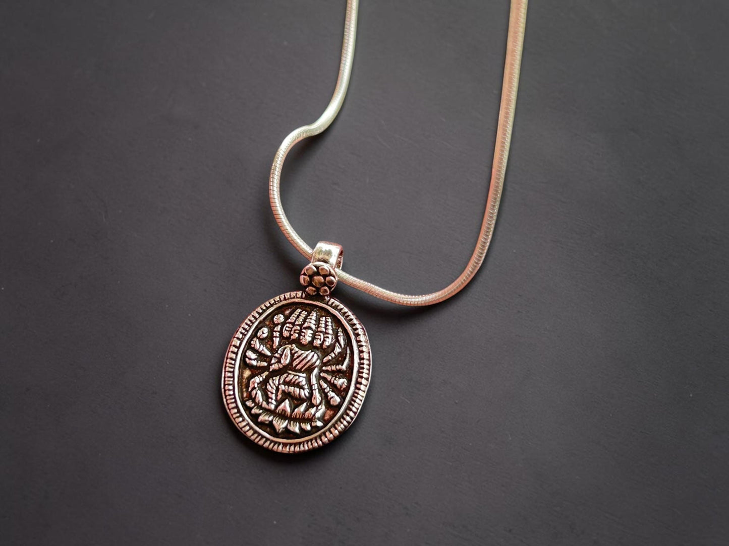 Gayatri Mata Pendant Necklace  925 Sterling Silver Hindu Goddess Pendant  Handmade Spiritual Jewelry  Divine Protection Charm