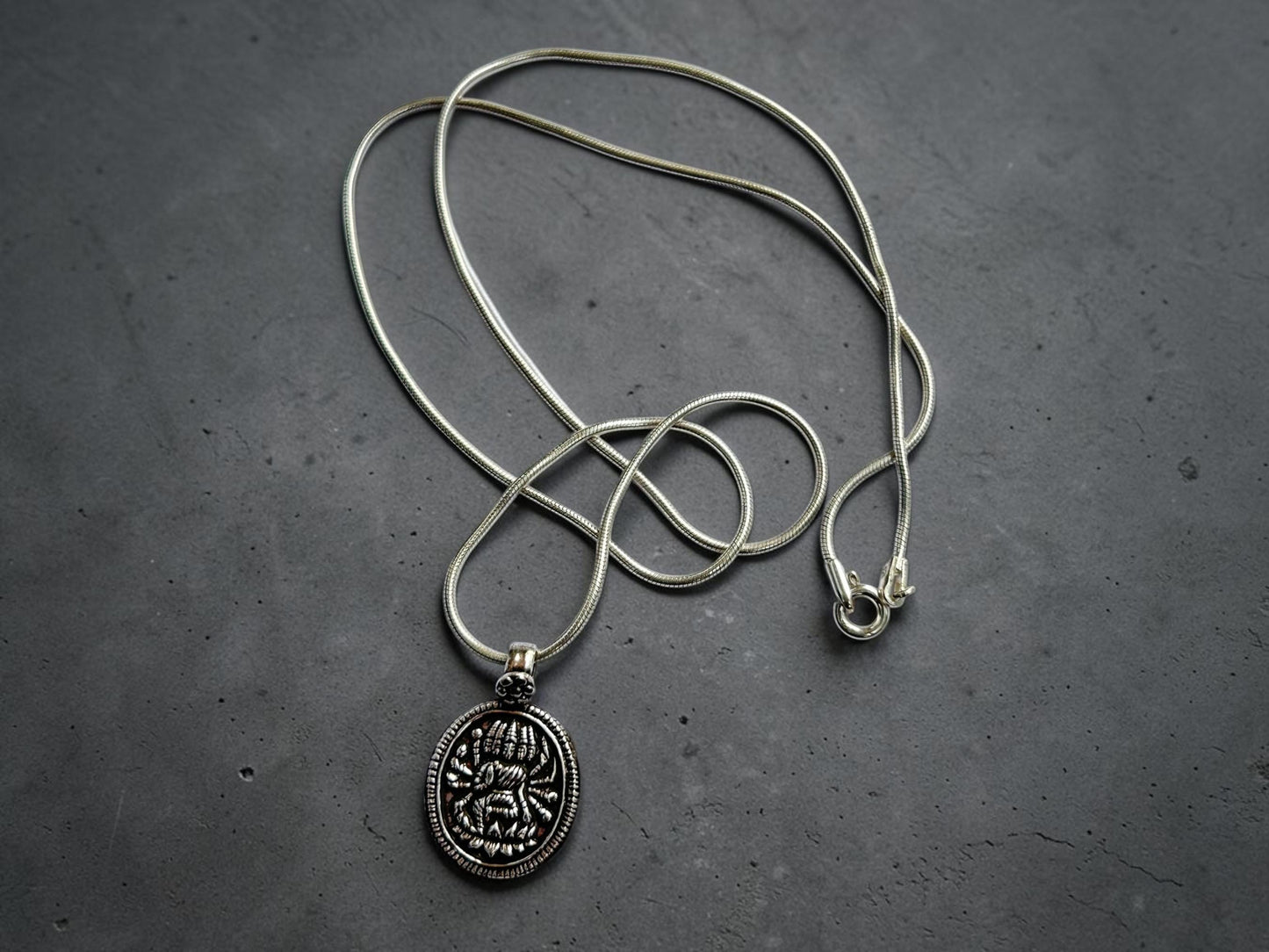 Gayatri Mata Pendant Necklace  925 Sterling Silver Hindu Goddess Pendant  Handmade Spiritual Jewelry  Divine Protection Charm