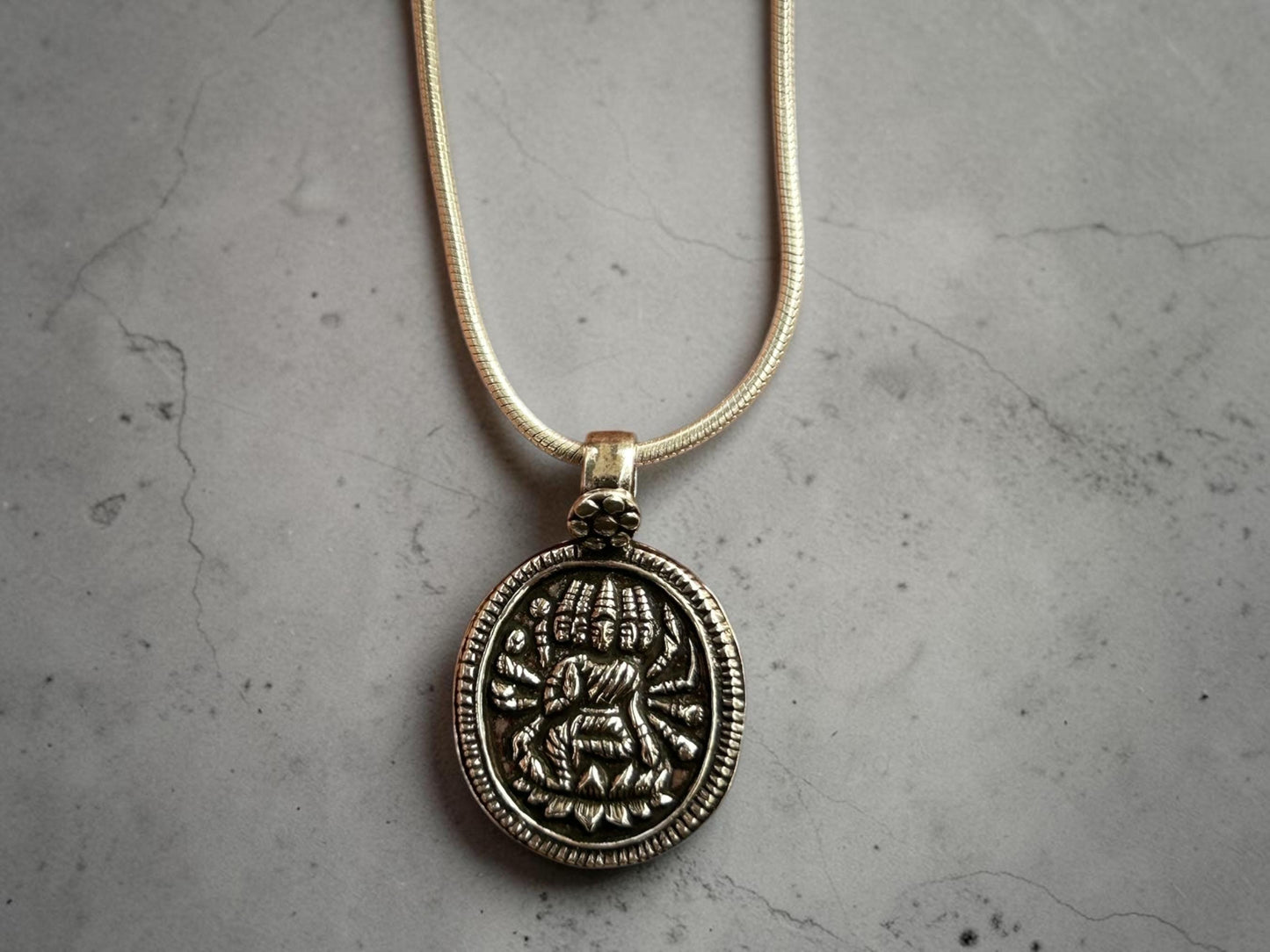 Gayatri Mata Pendant Necklace  925 Sterling Silver Hindu Goddess Pendant  Handmade Spiritual Jewelry  Divine Protection Charm