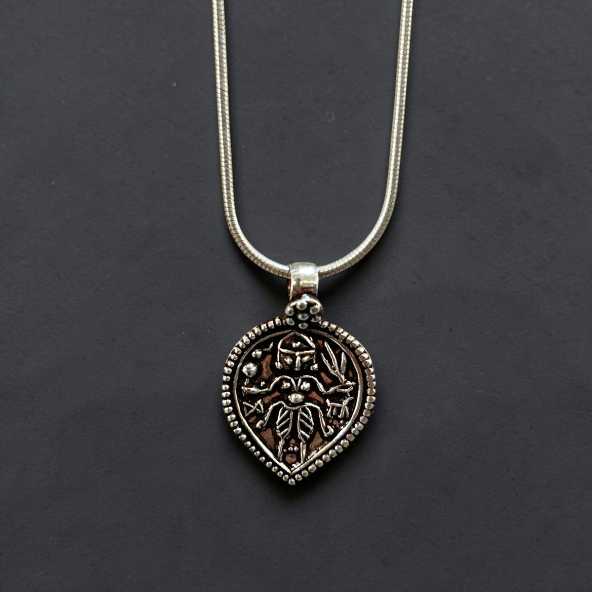 Kali Maa Pendant Necklace  925 Sterling Silver Hindu Goddess Locket  Antique Finish Shakti Jewelry  Protection Gift  Chamunda Mahakali