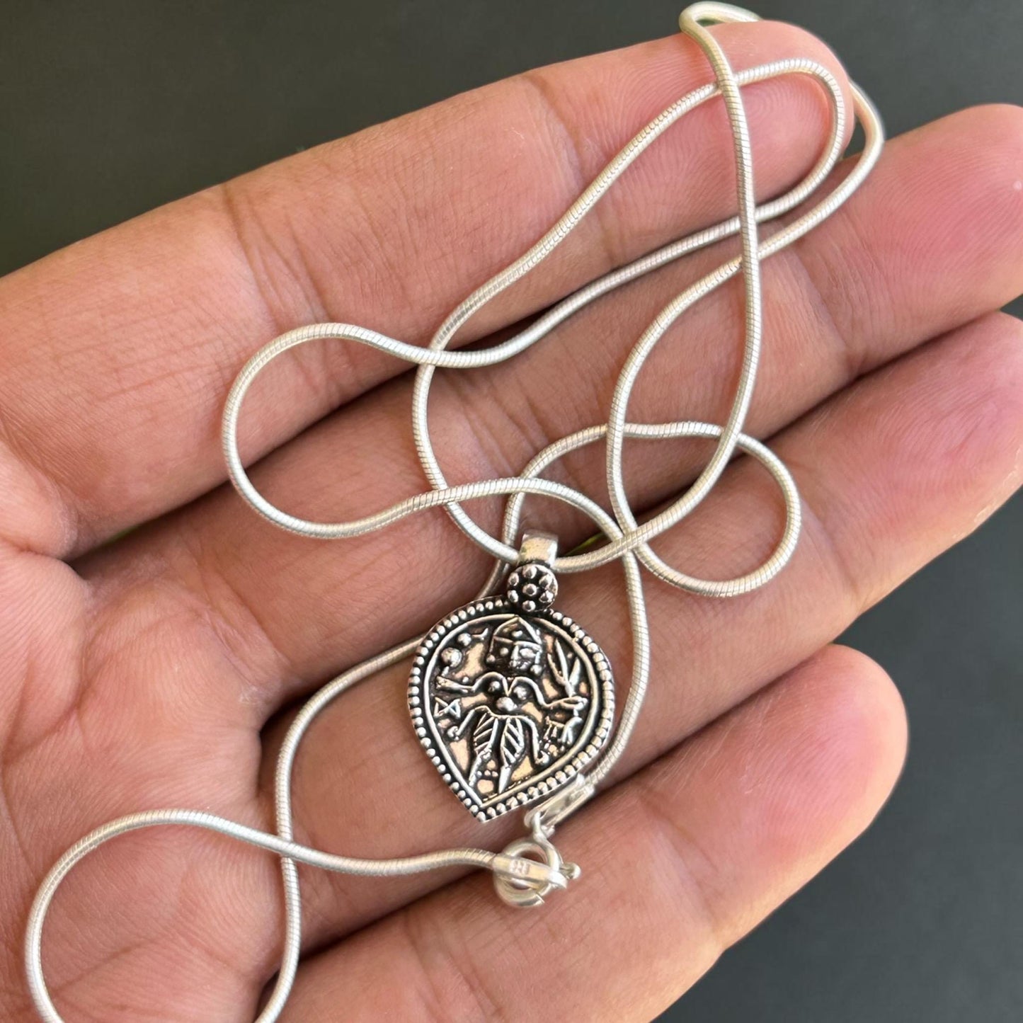 Kali Maa Pendant Necklace  925 Sterling Silver Hindu Goddess Locket  Antique Finish Shakti Jewelry  Protection Gift  Chamunda Mahakali
