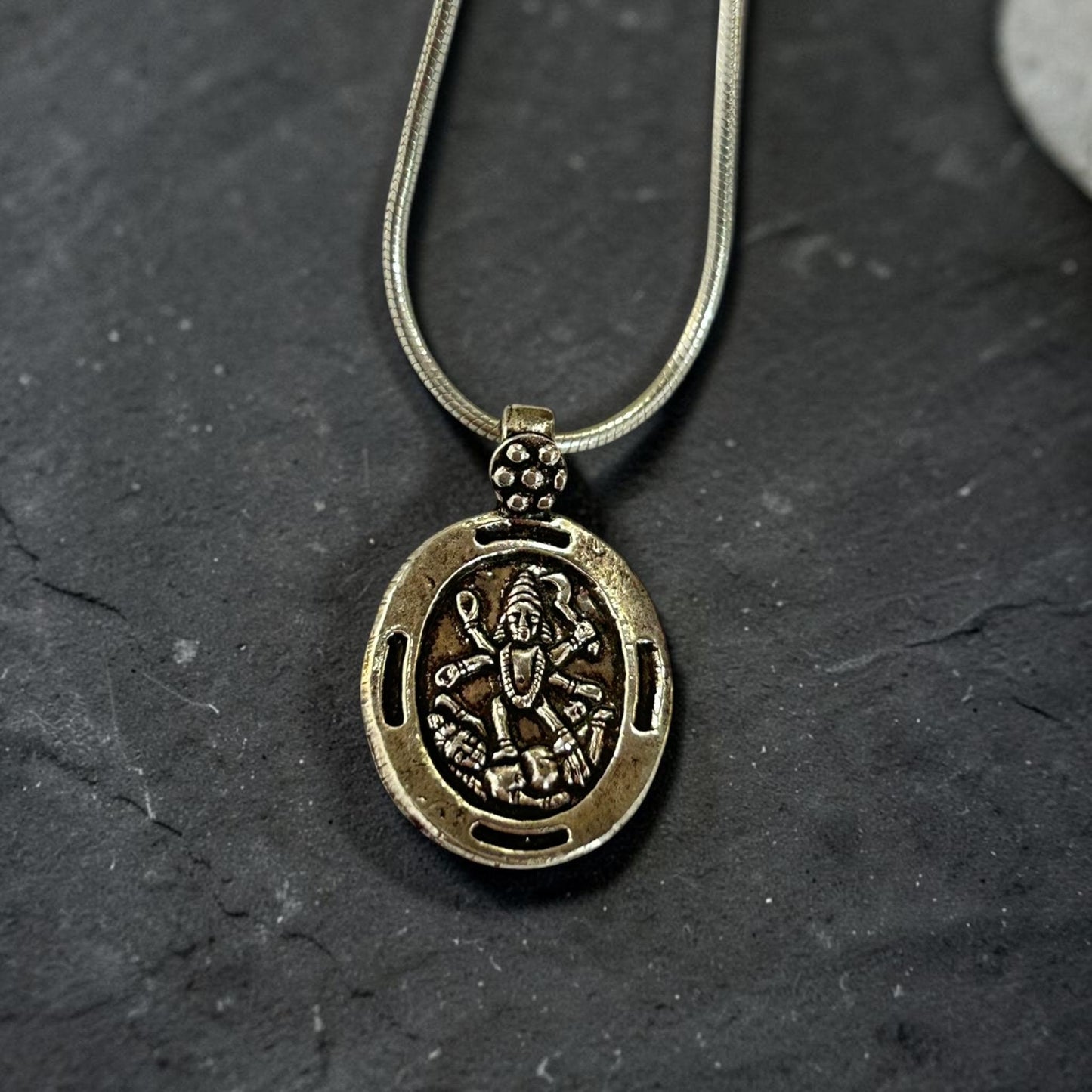 Sterling Silver Hindu Goddess Kali Maa Pendant Necklace, Yoga Meditation Jewelry, Sacred Shakti Talisman, Tiny Silver Charm