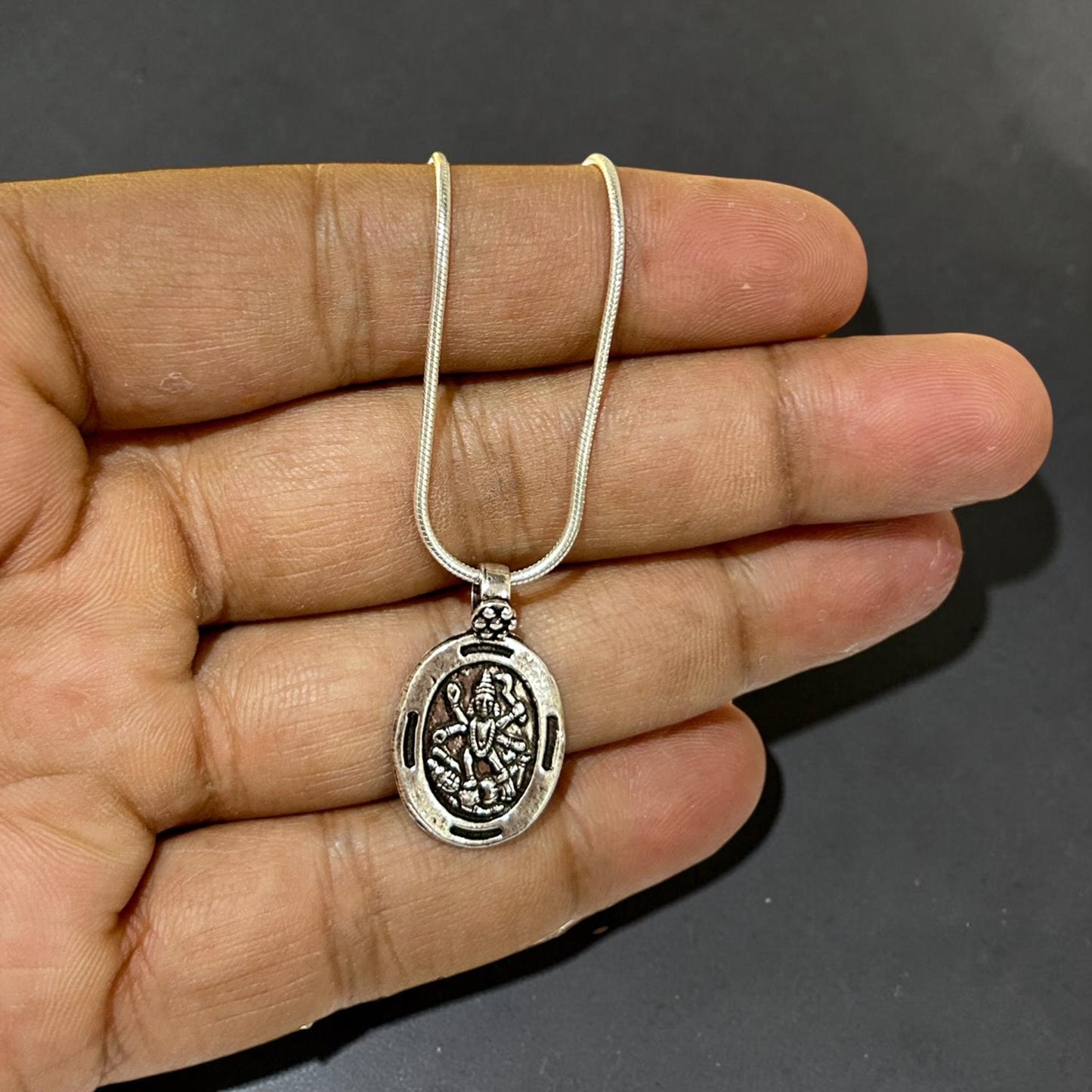 Sterling Silver Hindu Goddess Kali Maa Pendant Necklace, Yoga Meditation Jewelry, Sacred Shakti Talisman, Tiny Silver Charm