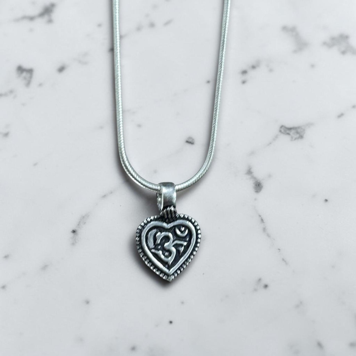 Om Heart Pendant Necklace  925 Sterling Silver Aum Pendant  Yoga Meditation Jewelry  Spiritual Gift for Men Women  Om Locket Talisman