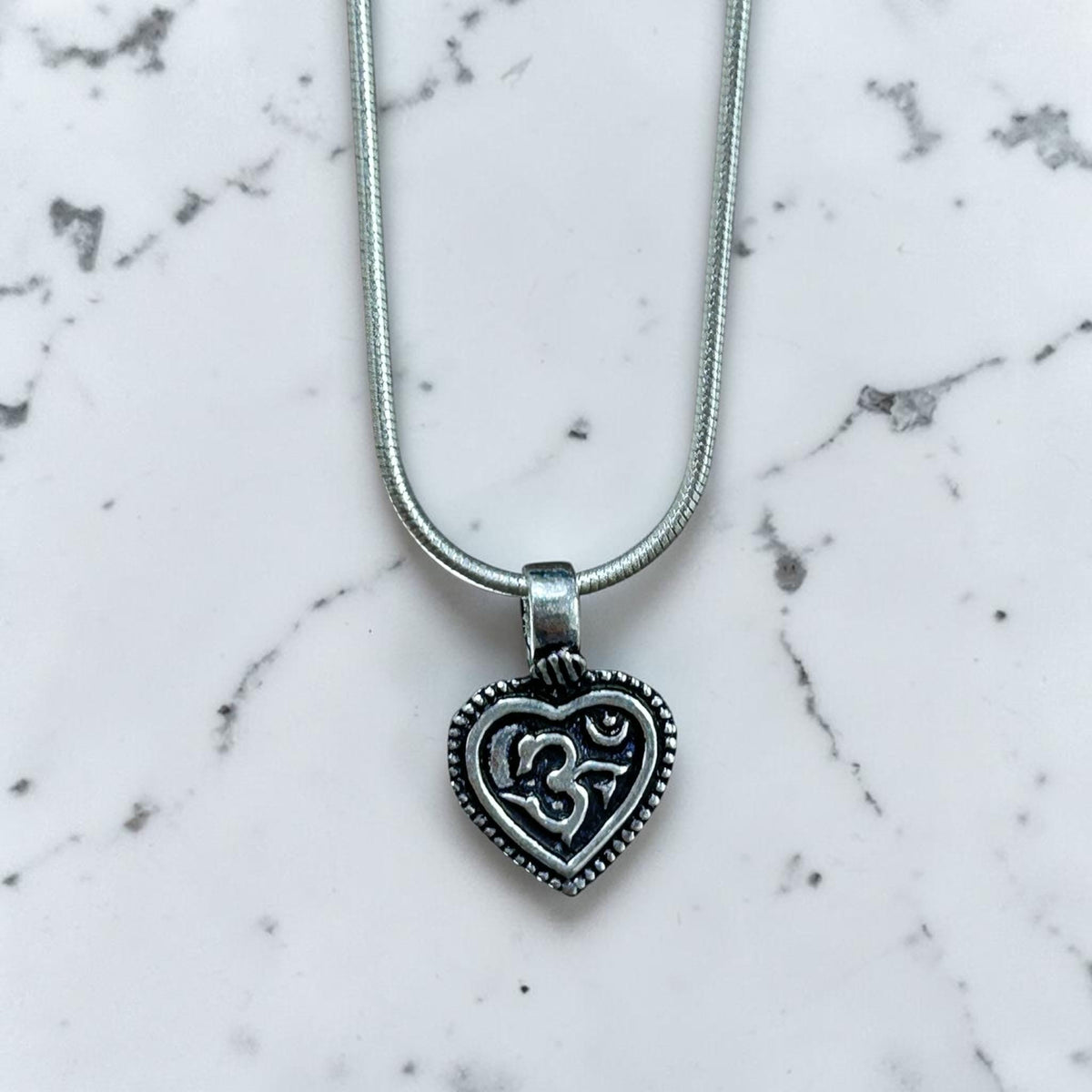 Om Heart Pendant Necklace  925 Sterling Silver Aum Pendant  Yoga Meditation Jewelry  Spiritual Gift for Men Women  Om Locket Talisman