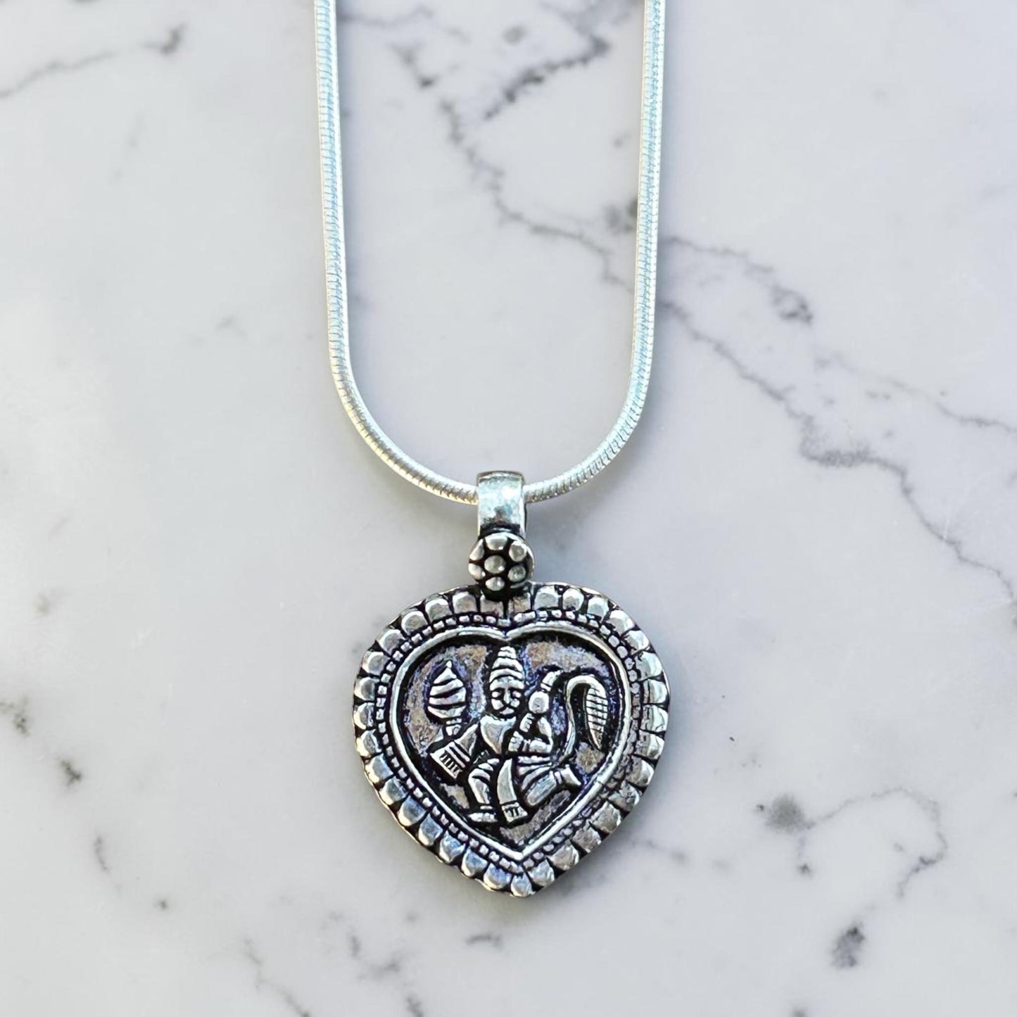 Hanuman Pendant Necklace  925 Sterling Silver Bajrang Bali Locket  Hindu Spiritual Protection Jewelry  Religious Gift for Men Women