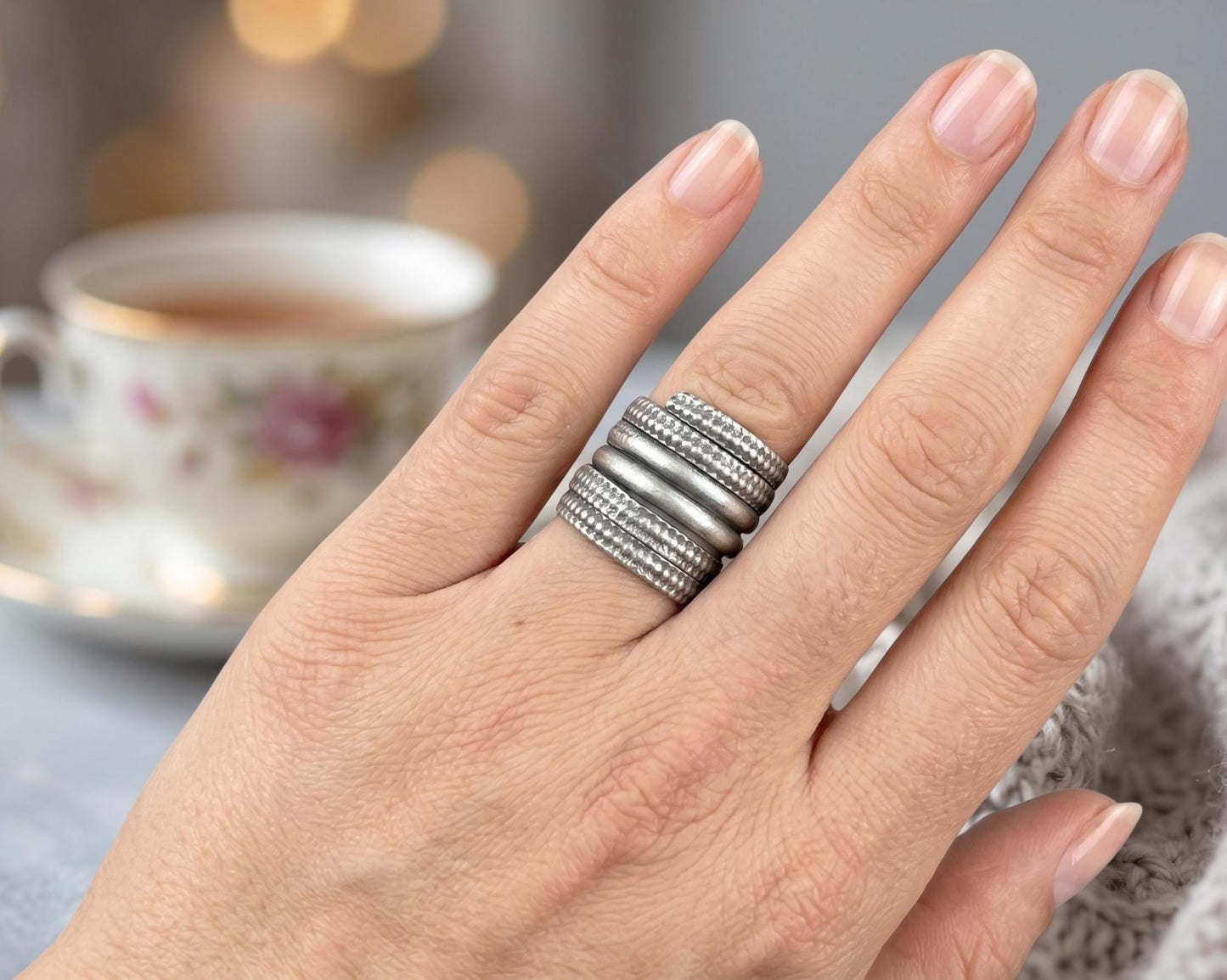 Vintage Solid Silver Wrap Ring, Adjustable Band, Banjara Tribal Jewelry, Thumb Ring