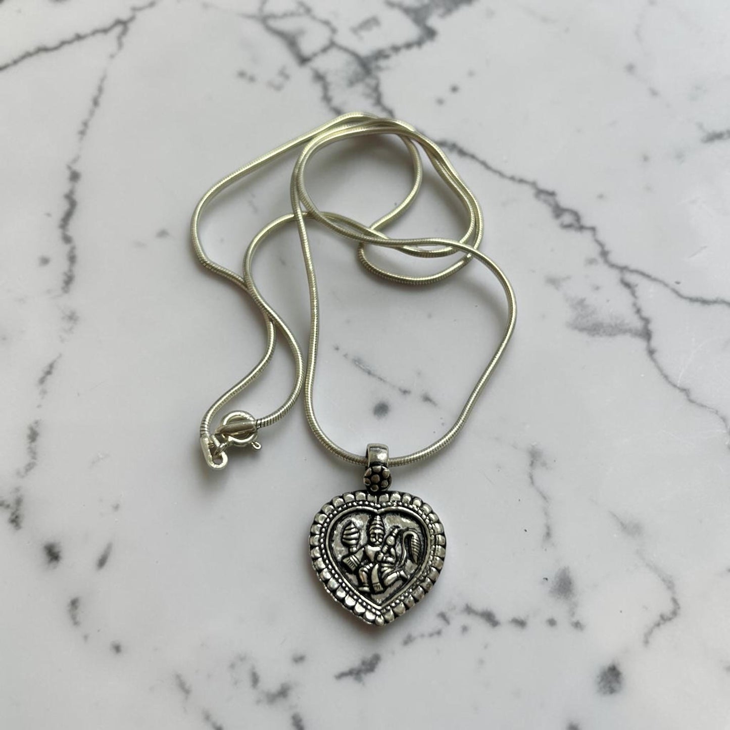 Hanuman Pendant Necklace  925 Sterling Silver Bajrang Bali Locket  Hindu Spiritual Protection Jewelry  Religious Gift for Men Women