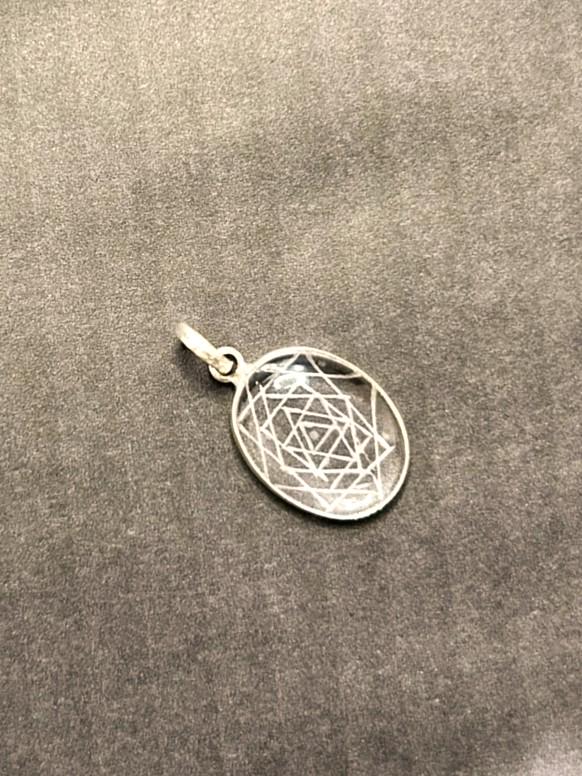 Shree Yantra Pendant • Natural Sphatik Crystal Necklace • Clear Quartz Sacred Geometry Jewelry • Lakshmi Yantra Locket • Sri Chakra Pendant