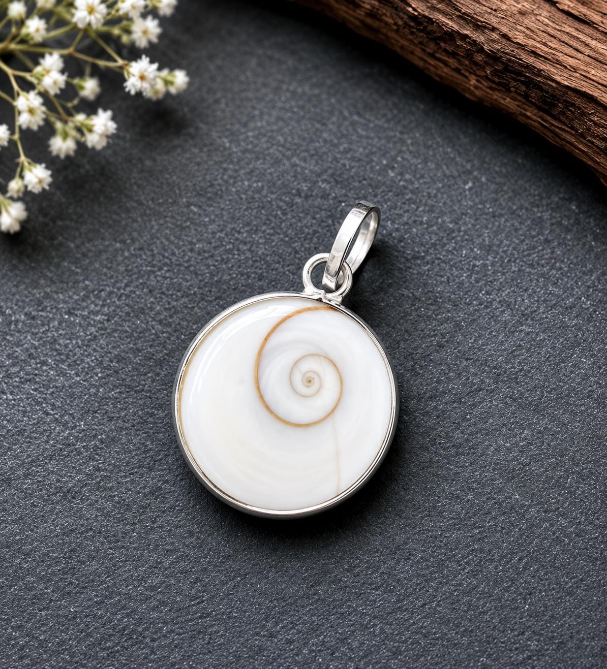 Natural Gomti Chakra Pendant  Shiva Eye Shell Necklace  Protection Talisman  Good Luck Prosperity Charm  Hindu Meditation Jewelry
