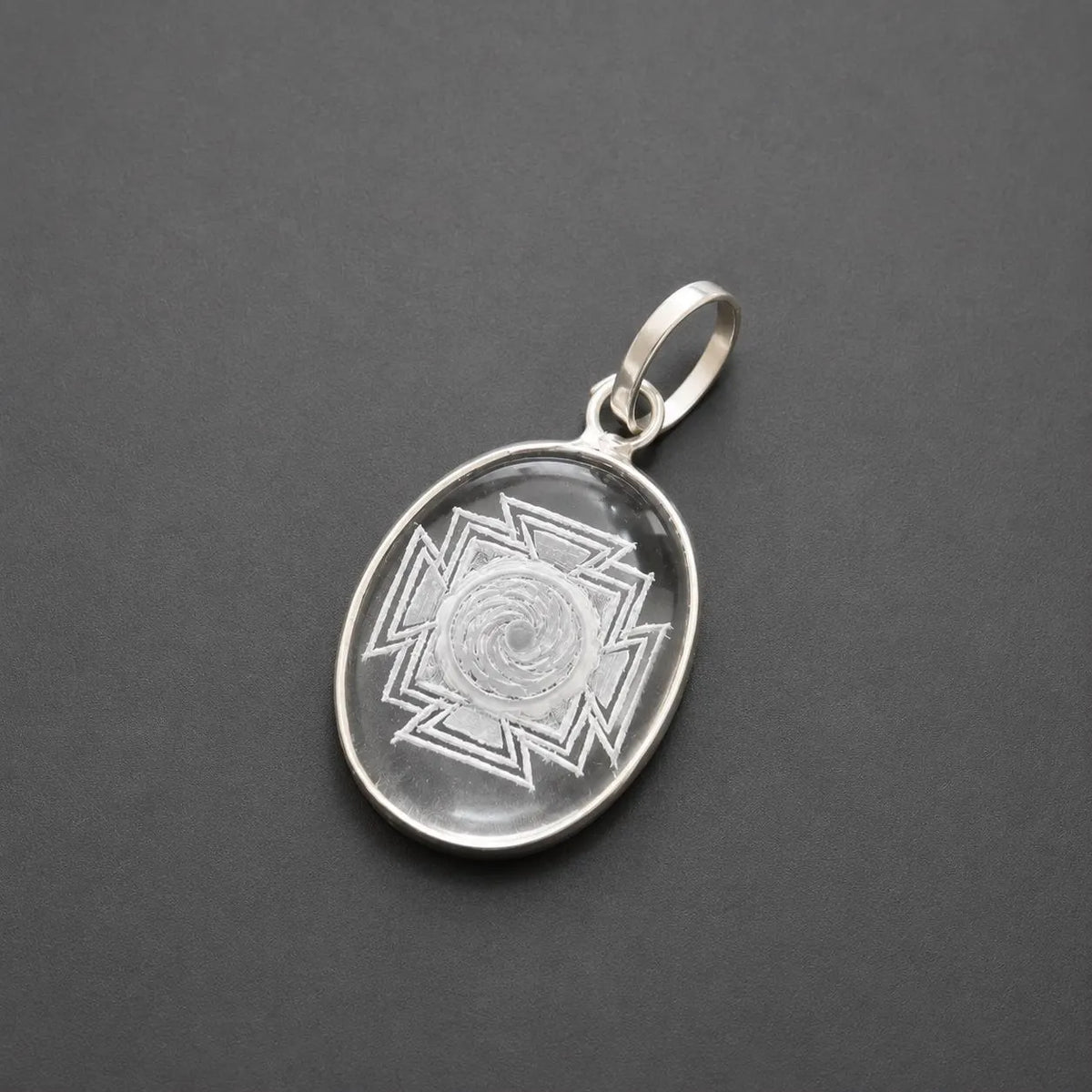 Meru Yantra Pendant • Sphatik Crystal Necklace • Sacred Geometry Jewelry • Protection Talisman • Spiritual Gift • Engraved Shri Meru Chakra