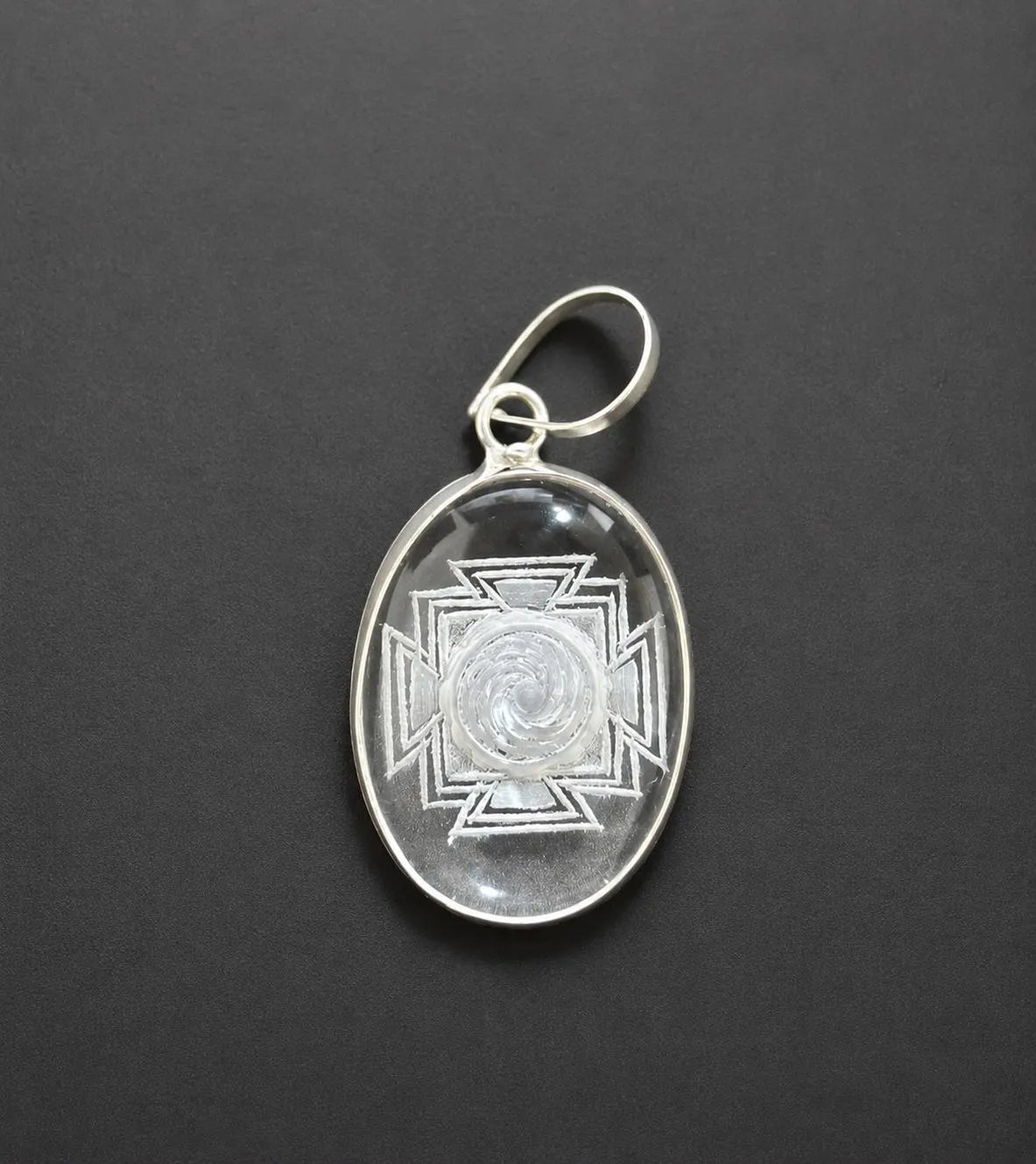 Meru Yantra Pendant • Sphatik Crystal Necklace • Sacred Geometry Jewelry • Protection Talisman • Spiritual Gift • Engraved Shri Meru Chakra