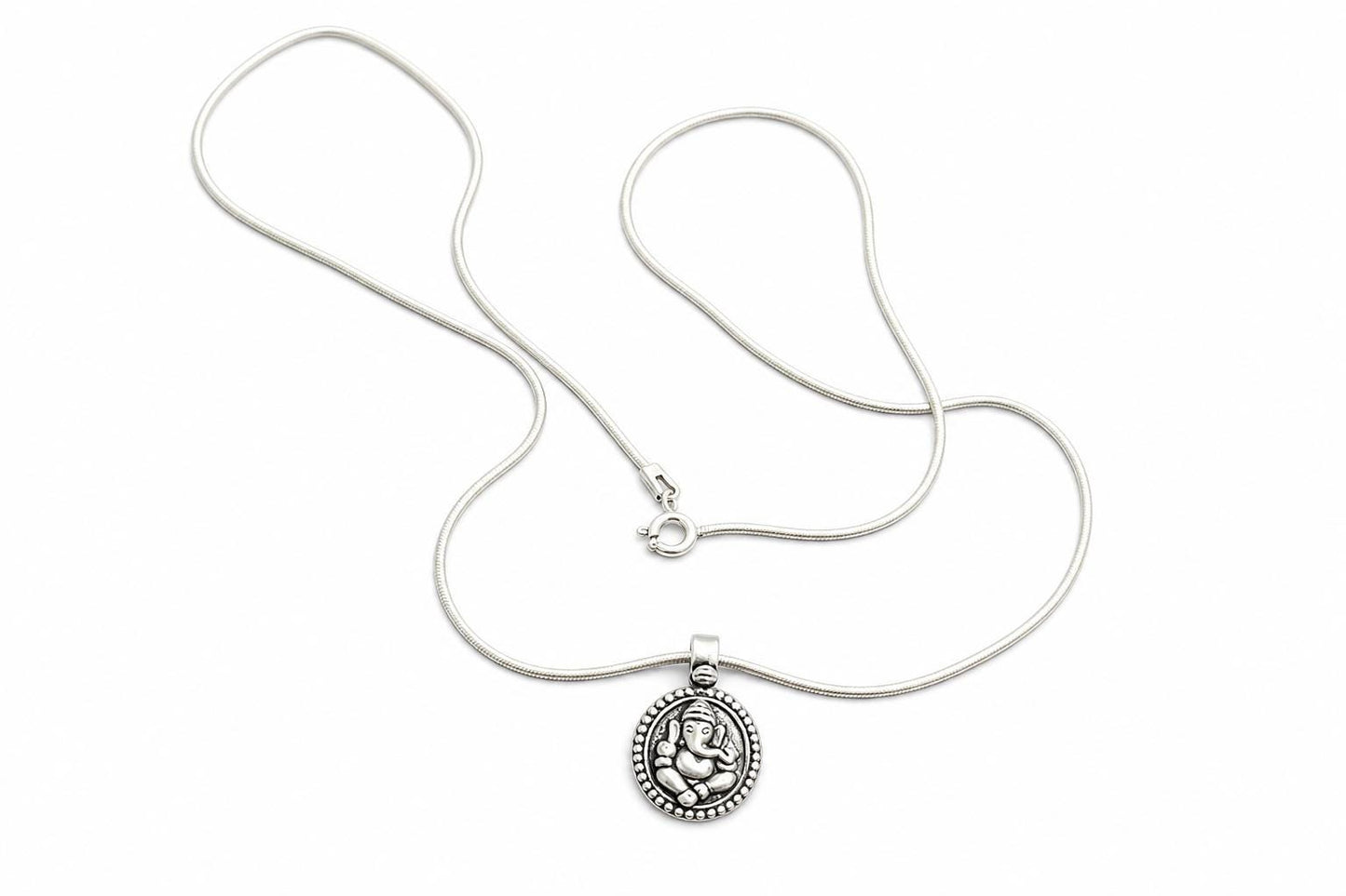 Lord Ganesha Pendant Necklace 925 Sterling Silver  Hindu Spiritual Jewelry  Good Luck Protection Talisman  Hindu Deity Ganesha Charm