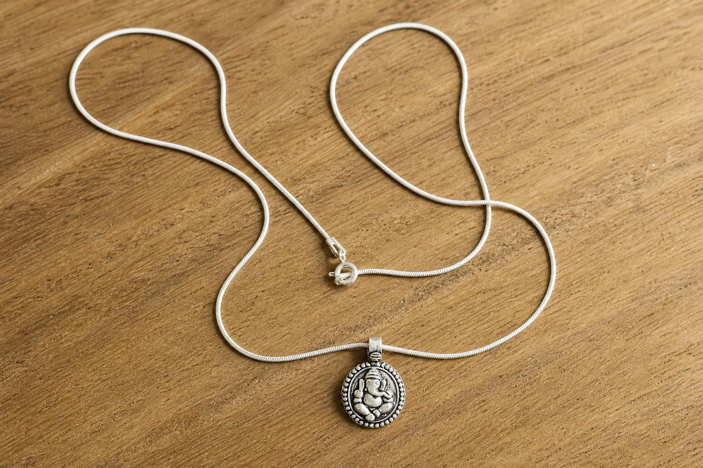 Lord Ganesha Pendant Necklace 925 Sterling Silver  Hindu Spiritual Jewelry  Good Luck Protection Talisman  Hindu Deity Ganesha Charm