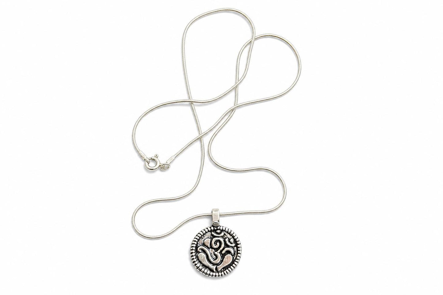Om Pendant Necklace  925 Sterling Silver Aum Symbol Necklace  Handmade Spiritual Jewelry  Meditation Charm  Hindu Gift for Men and Women