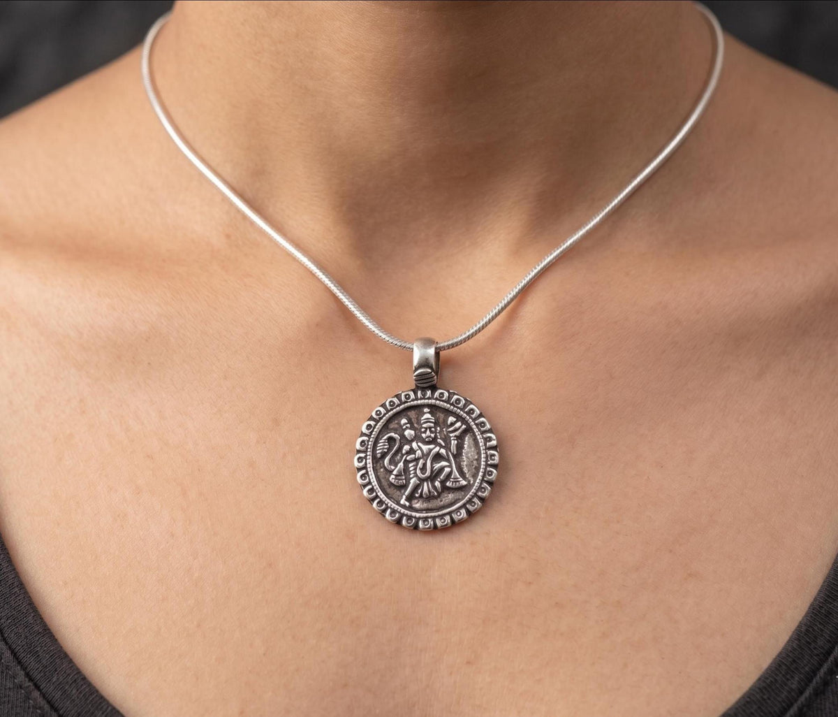 Lord Hanuman Pendant Necklace  925 Sterling Silver Bajrang Bali Pendant  Hindu Spiritual Jewelry  Gift for Men Women  Protection Pendant