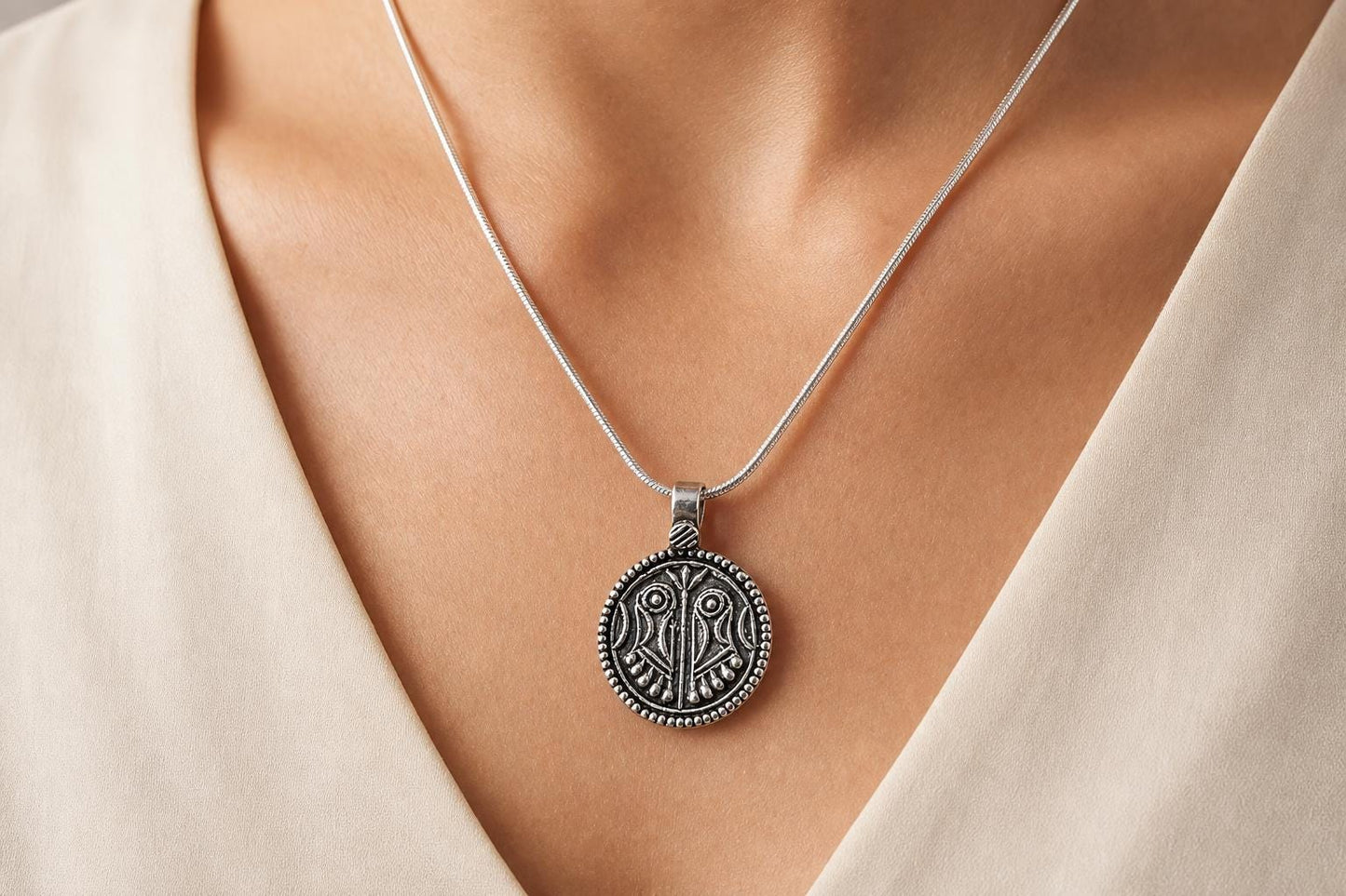 Lakshmi Charan Paduka Pendant Necklace  925 Sterling Silver Goddess Lakshmi Footprints Locket  Hindu Spiritual Gift for Men Women  Tribal