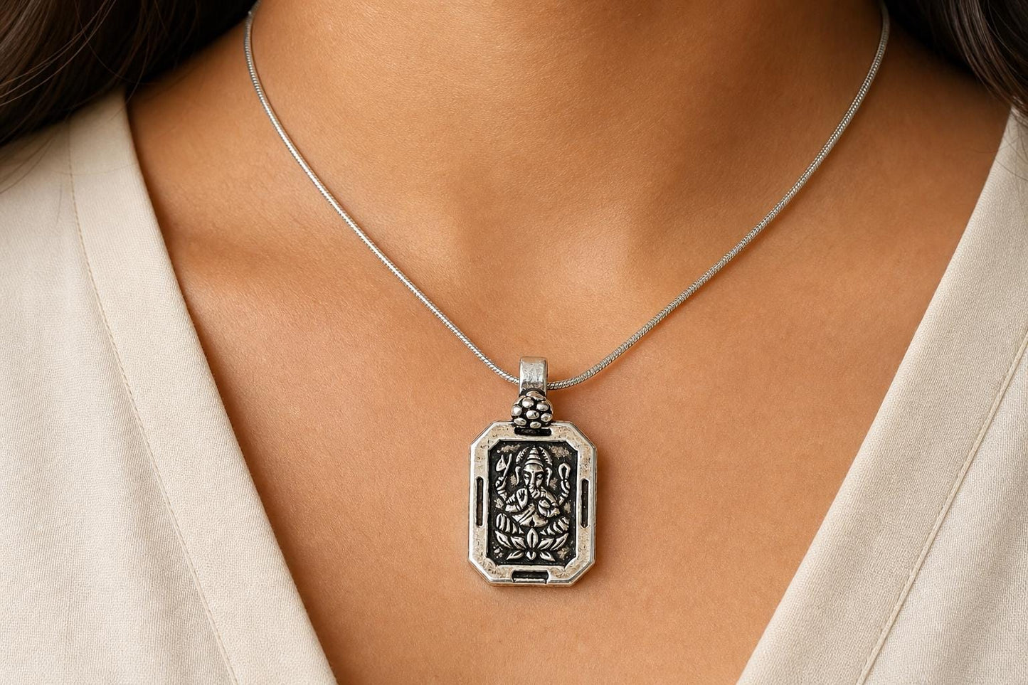 Ganesha Pendant Necklace  925 Sterling Silver Lord Ganesha Jewelry  Elephant God Pendant  Prosperity Blessing Charm  Sacred Charm