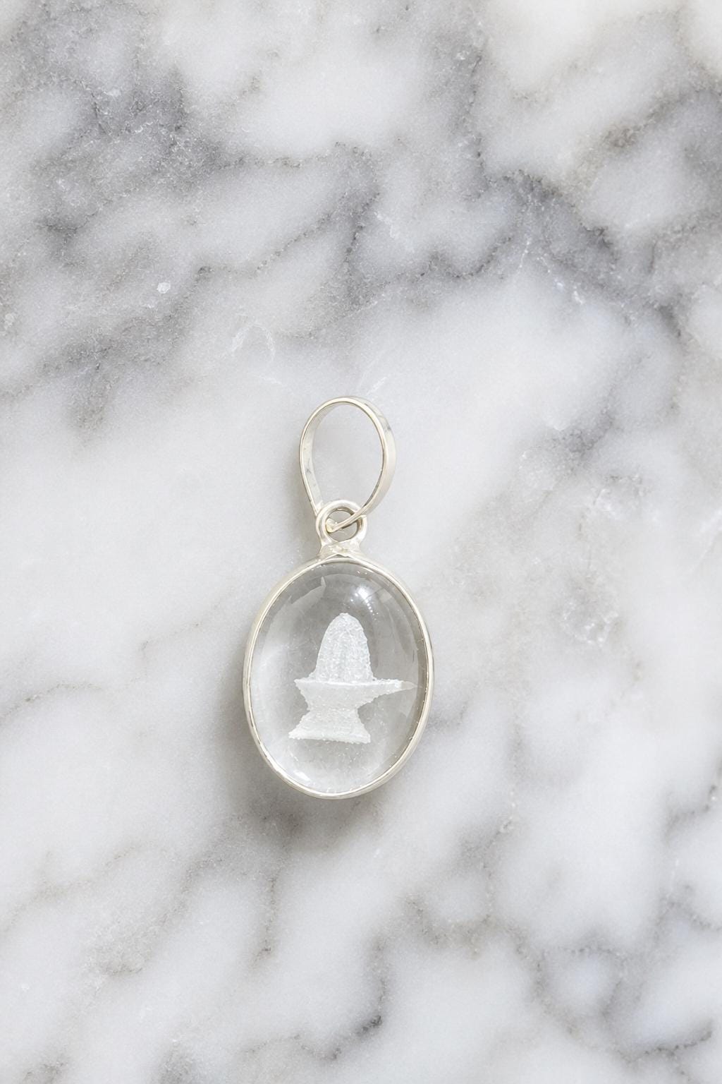 Engraved Shiva Shivling Sphatik Crystal Pendant  Clear Quartz Spiritual Necklace  Hindu Talisman Meditation Gift   Shiva Lingam Pendant