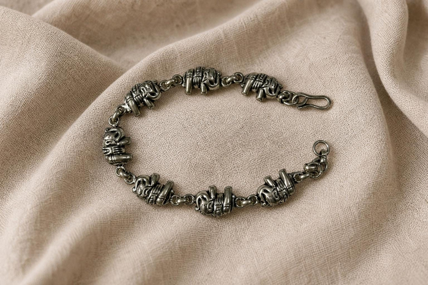 925 Sterling Silver Elephant Bracelet  Oxidized Vintage Boho Ethnic Animal Charm Bracelet  Indian Jewelry  Gift for Her Women