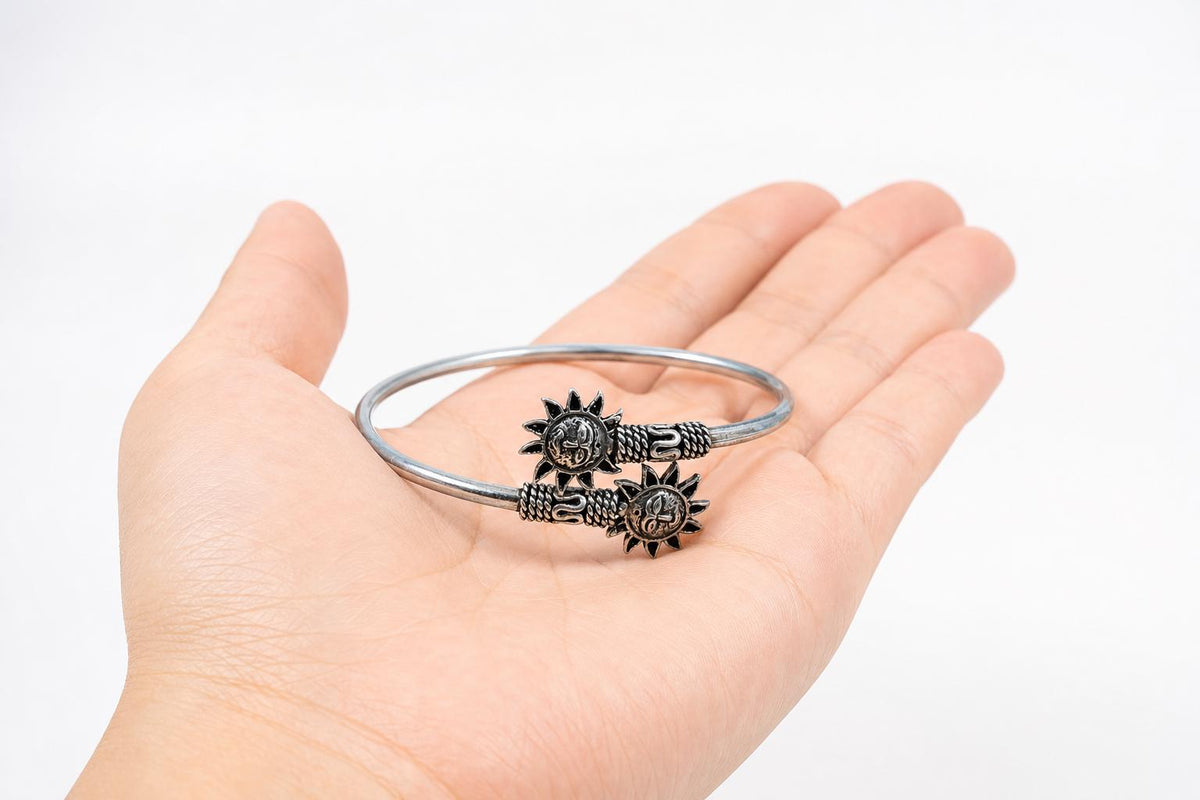 925 Sterling Silver Sun Bangle  Oxidized Vintage Celestial Sun Face Adjustable Cuff Bracelet  Boho Spiritual Jewelry  Gift for Her Women