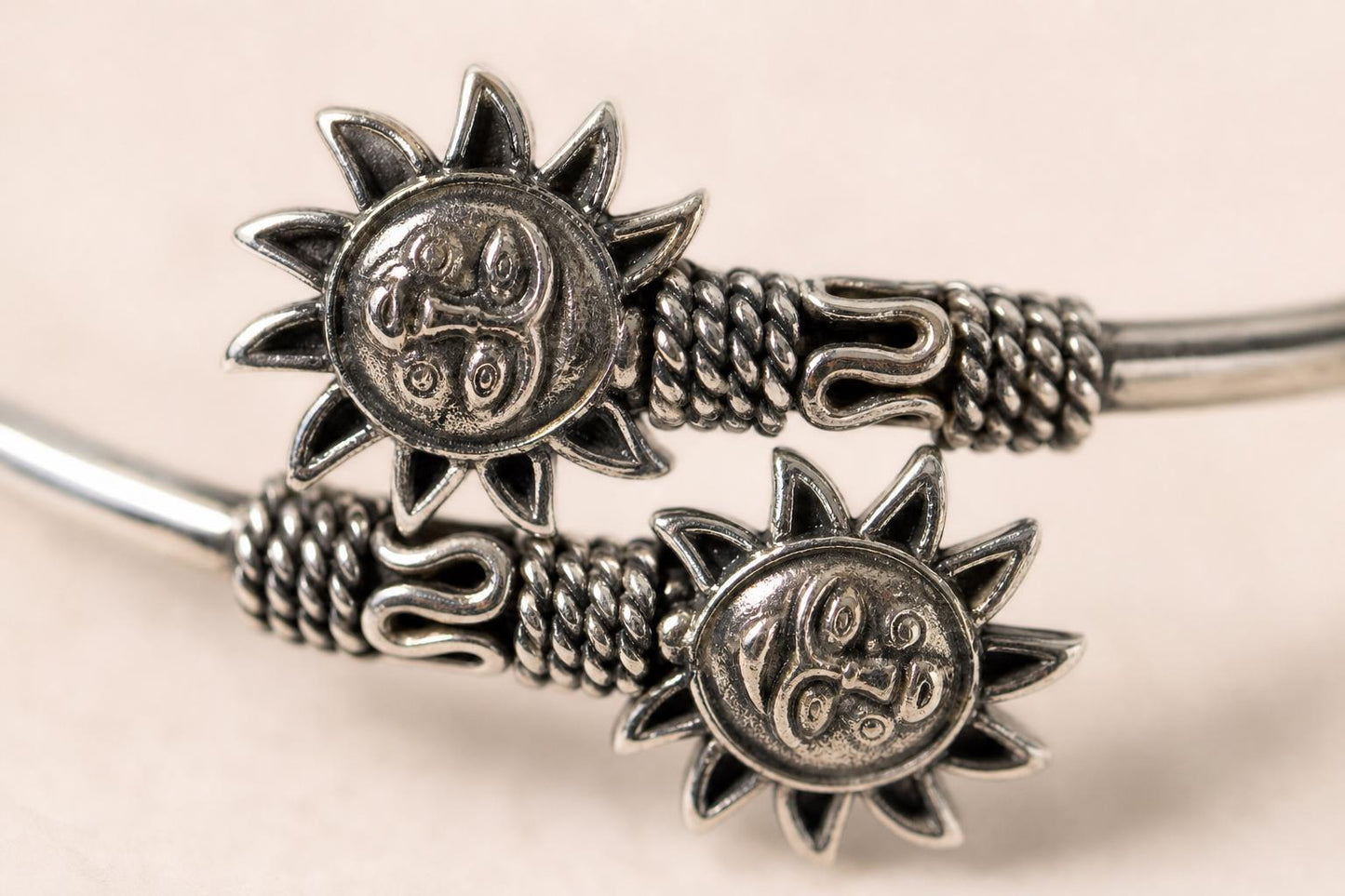 925 Sterling Silver Sun Bangle  Oxidized Vintage Celestial Sun Face Adjustable Cuff Bracelet  Boho Spiritual Jewelry  Gift for Her Women