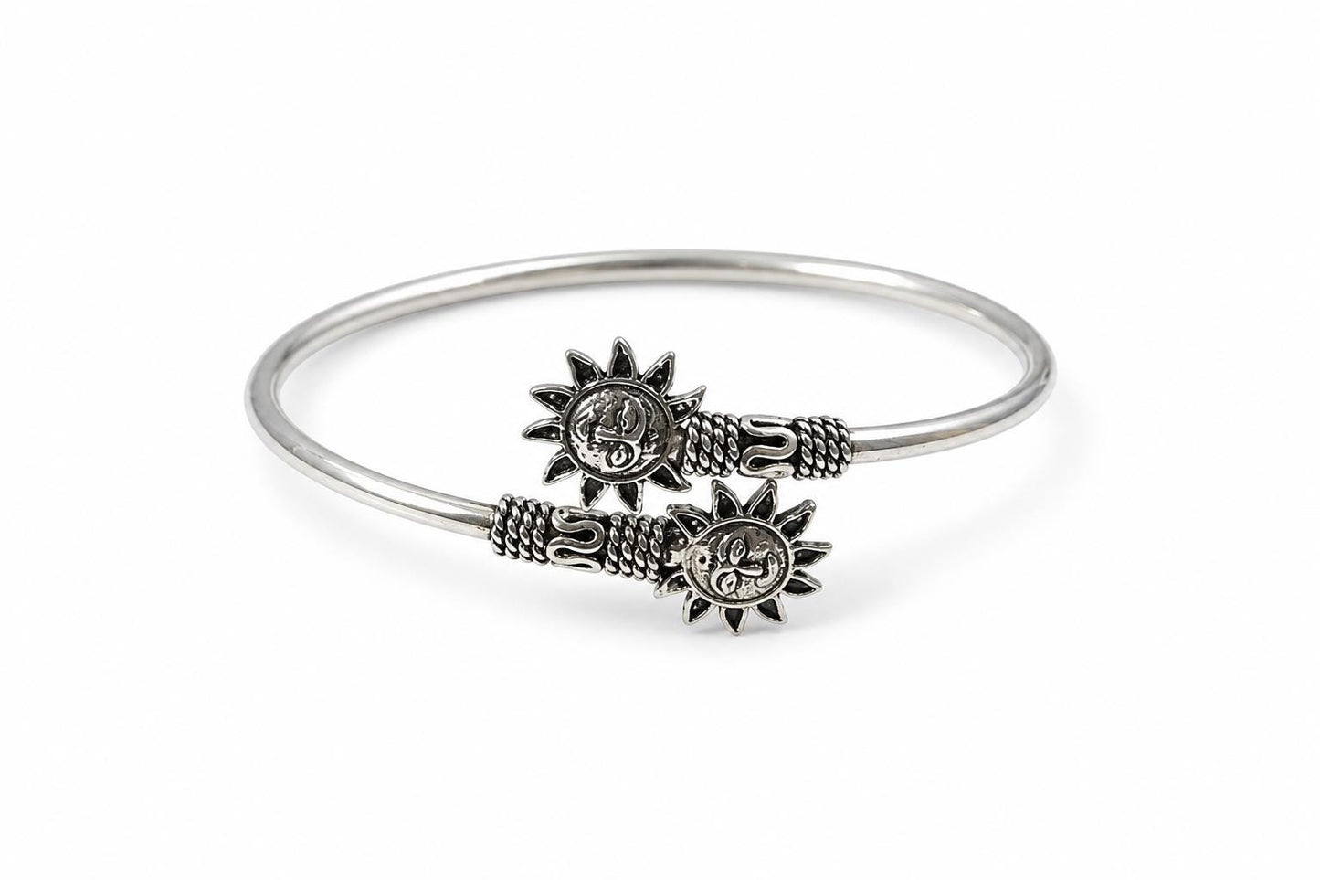 925 Sterling Silver Sun Bangle  Oxidized Vintage Celestial Sun Face Adjustable Cuff Bracelet  Boho Spiritual Jewelry  Gift for Her Women