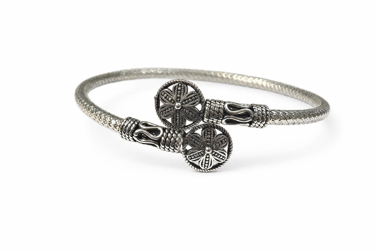 925 Sterling Silver Sun Bangle  Oxidized Vintage Sunburst Floral Cuff  Boho Celestial Jewelry  Gift for Mom  Indian Silver Bangles