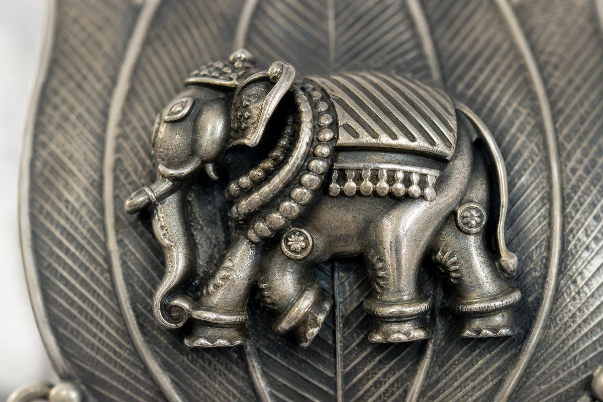 925 Sterling Silver Elephant Pendant  Oxidized Antique Large Statement  Ethnic Indian Lotus Jewelry  Gift for Her Women  Indian Pendants