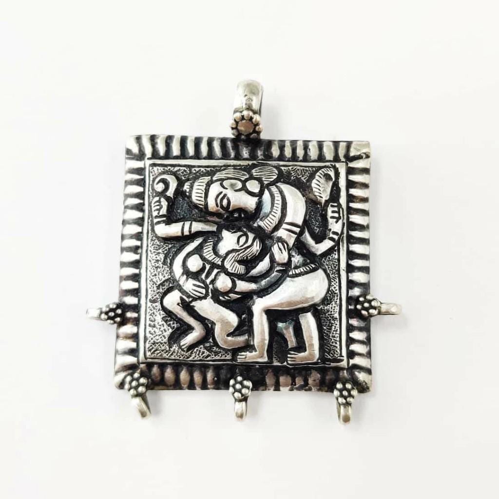 925 Sterling Silver Kamadeva Rati Pendant  Oxidized Vintage Hindu Love Deity  Tantric Spiritual Indian Tribal Jewelry  Gift for Her