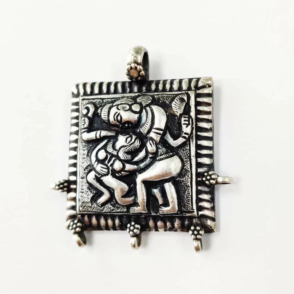 925 Sterling Silver Kamadeva Rati Pendant  Oxidized Vintage Hindu Love Deity  Tantric Spiritual Indian Tribal Jewelry  Gift for Her
