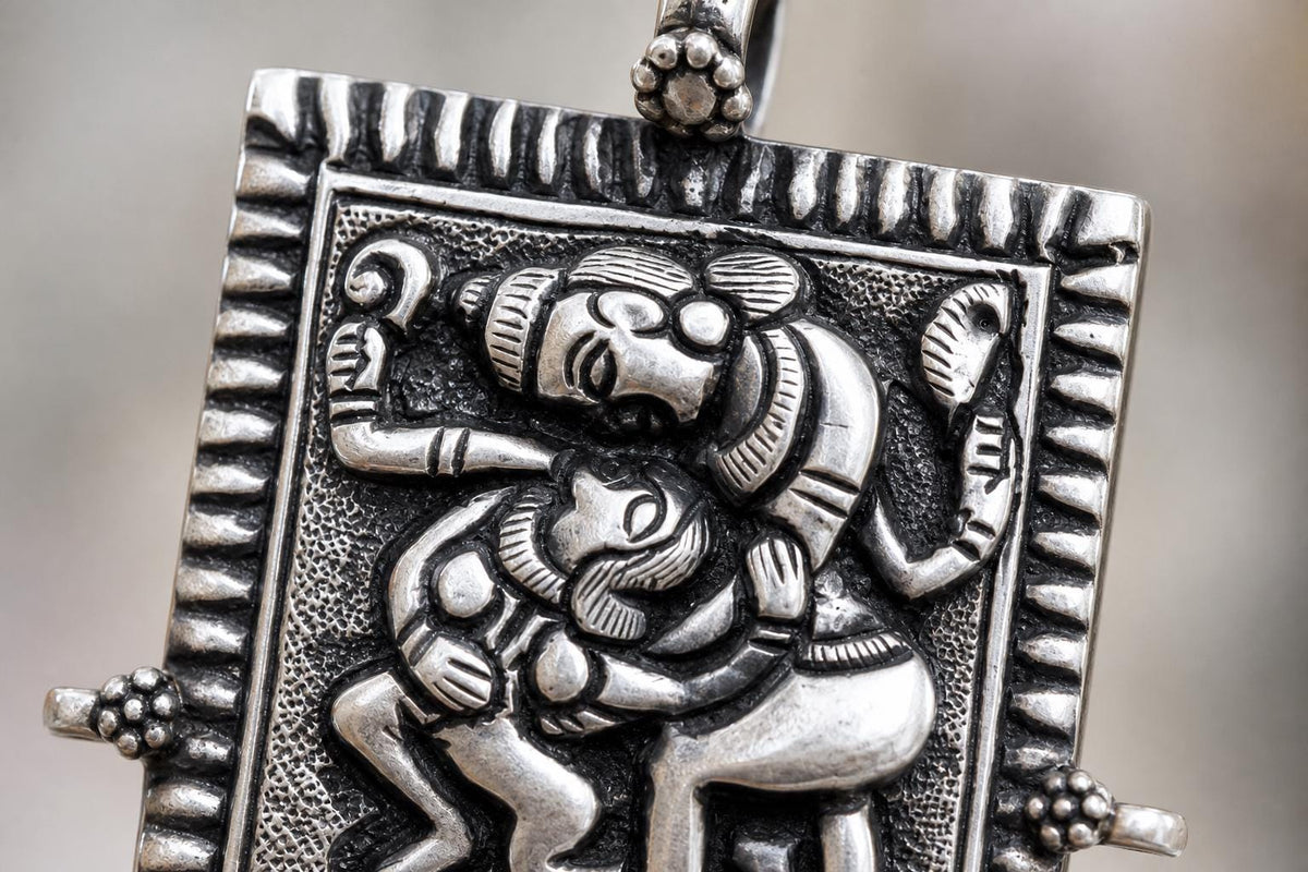 925 Sterling Silver Kamadeva Rati Pendant  Oxidized Vintage Hindu Love Deity  Tantric Spiritual Indian Tribal Jewelry  Gift for Her